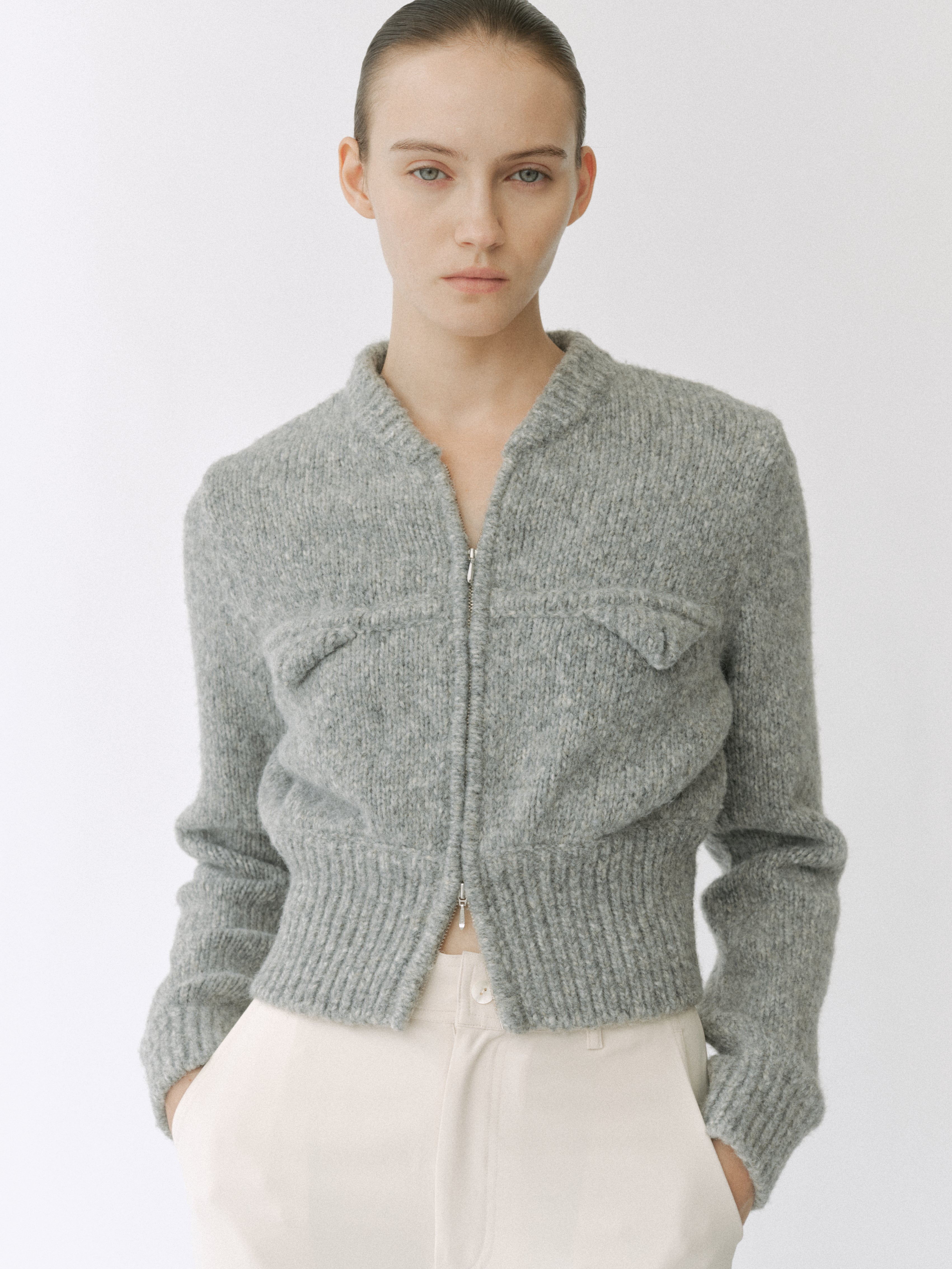 Detachable Hood Knit Blouson