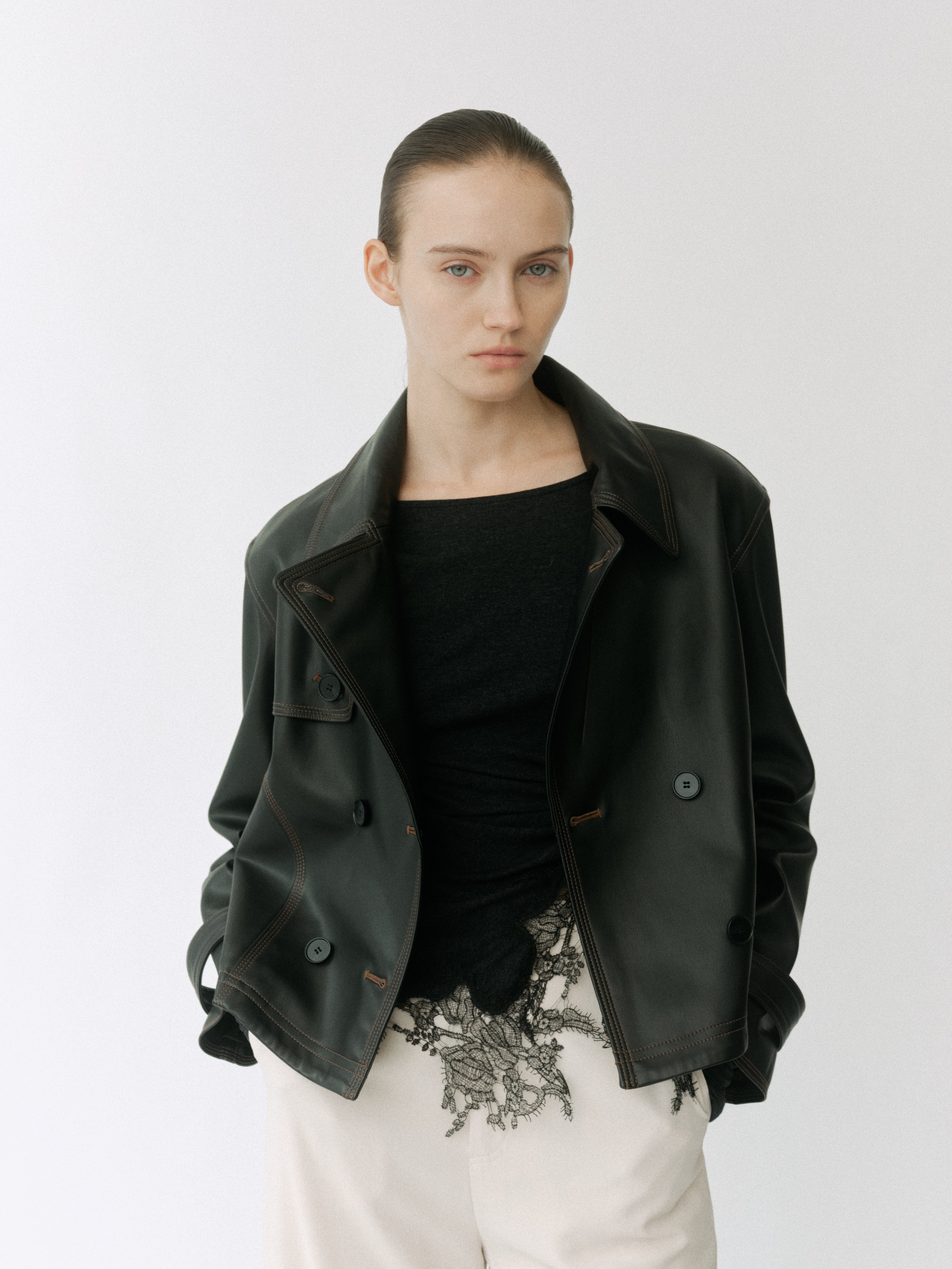 Double Breasted Leather Jacket