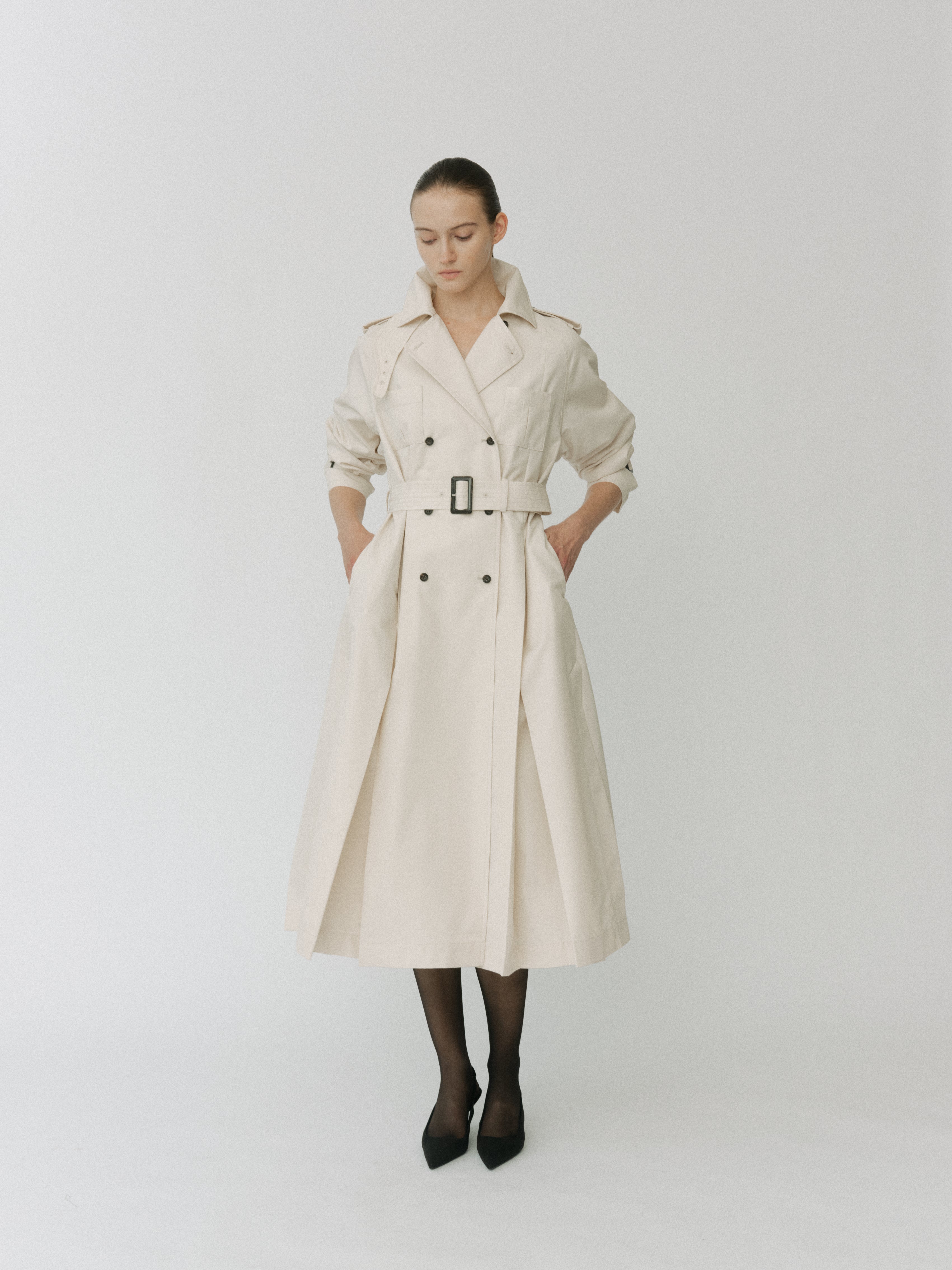 Belted Flare Trench Coat