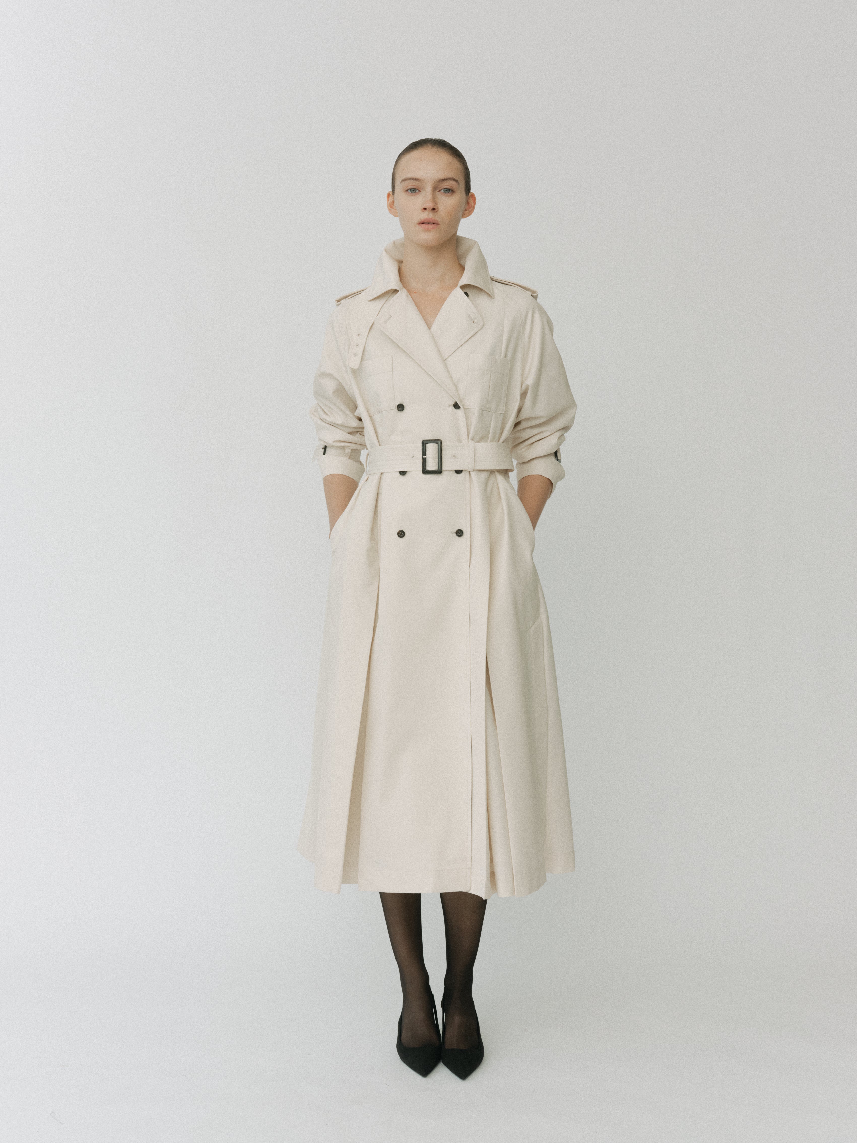 Belted Flare Trench Coat