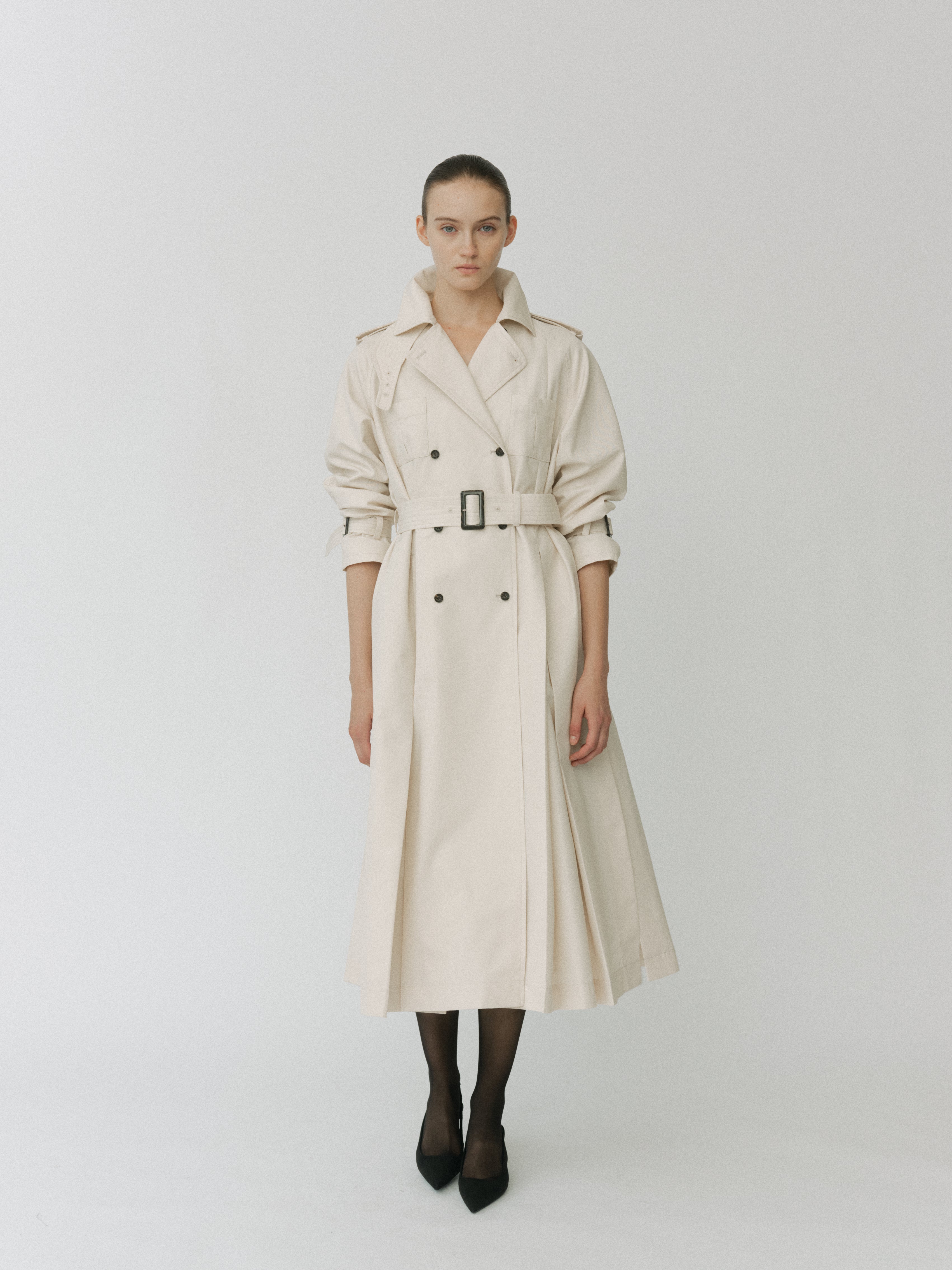 Belted Flare Trench Coat