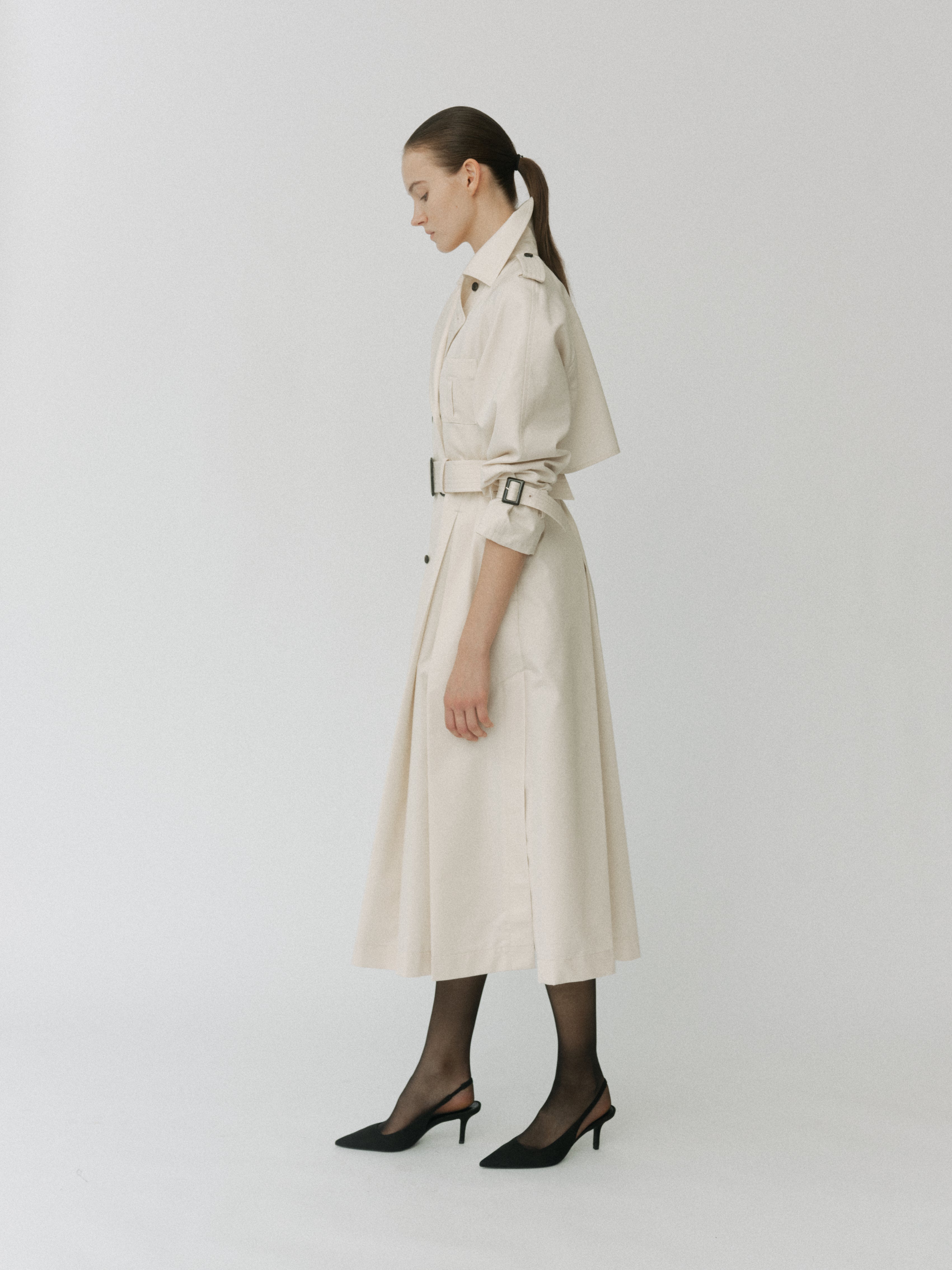Belted Flare Trench Coat