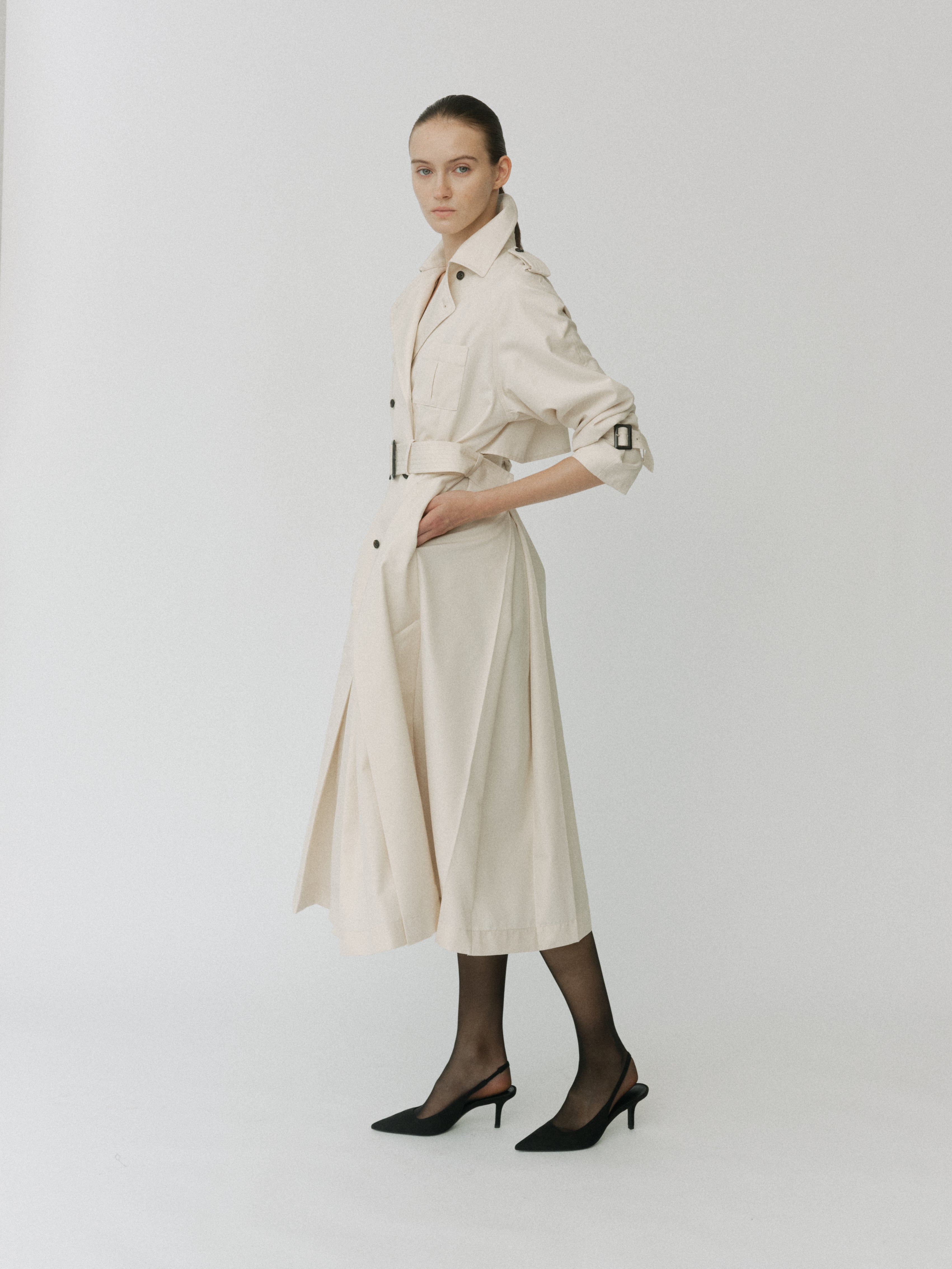 Belted Flare Trench Coat