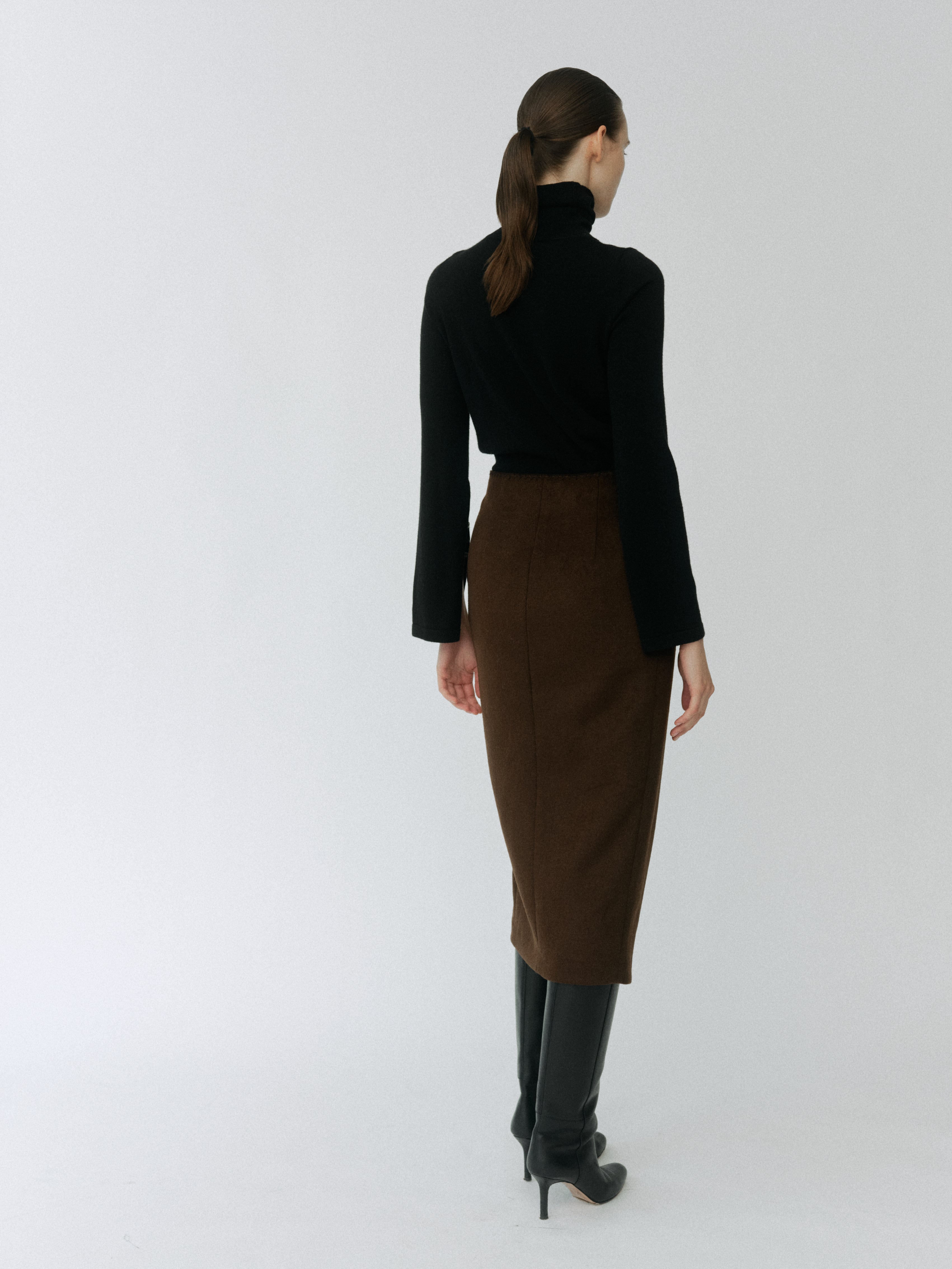 Asymmetric Wool Wrap Skirt