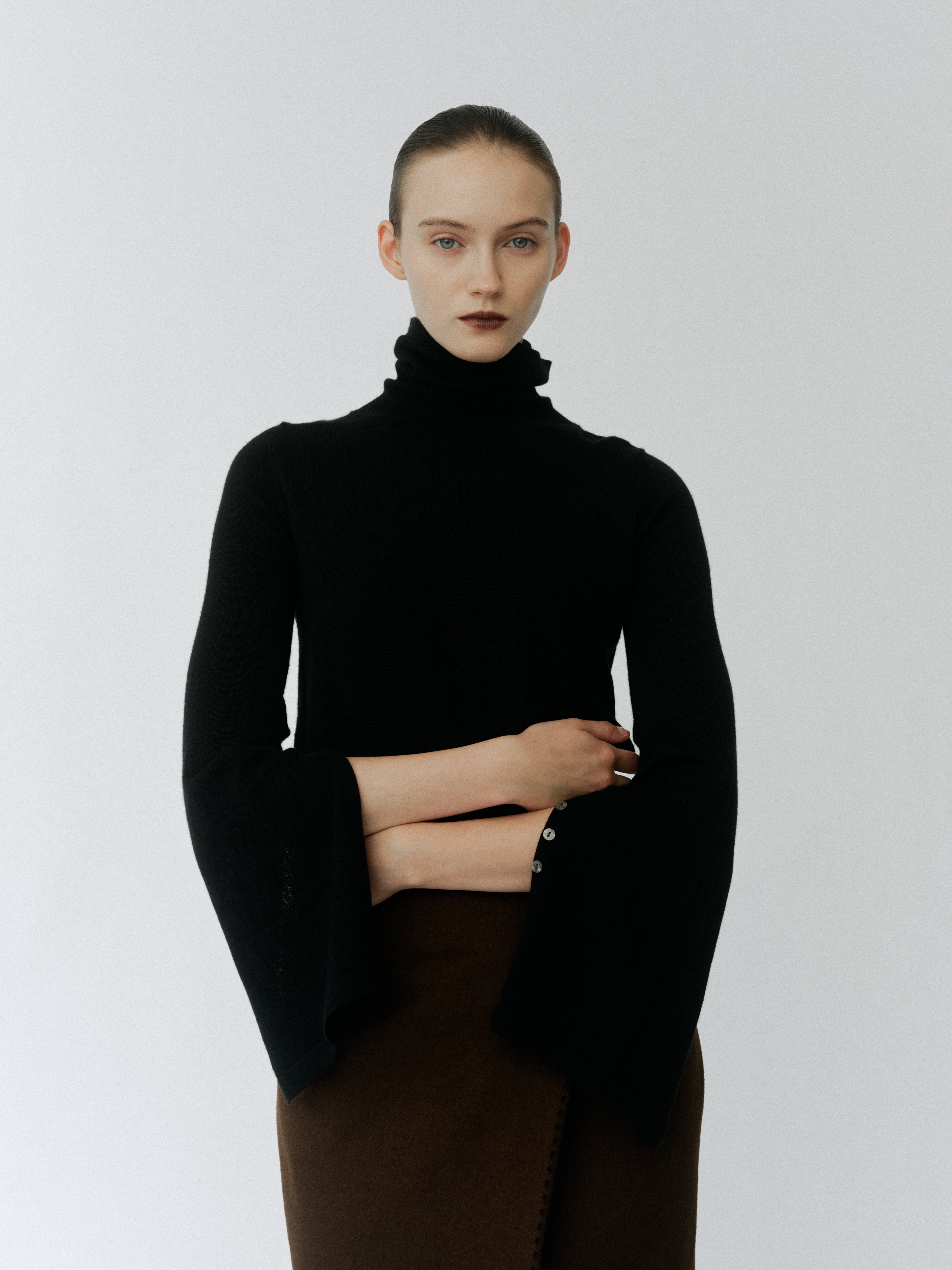 Asymmetric Wool Wrap Skirt