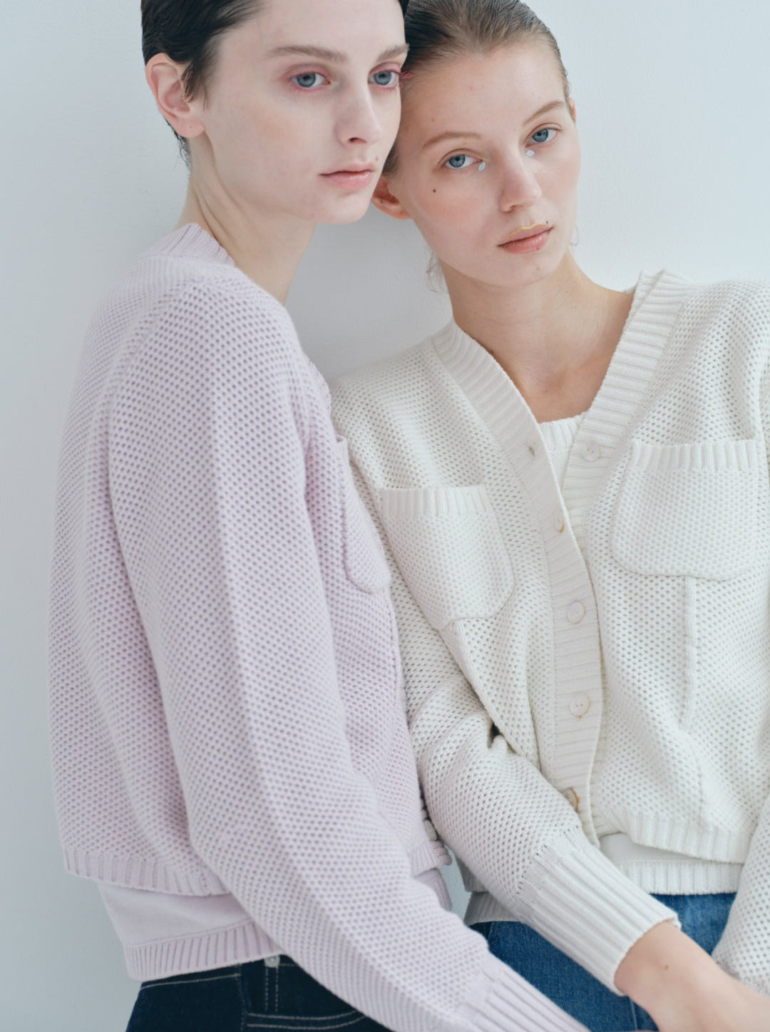 Basket Knit Cardigan / Black