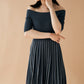 Off shoulder Pleats knit dress