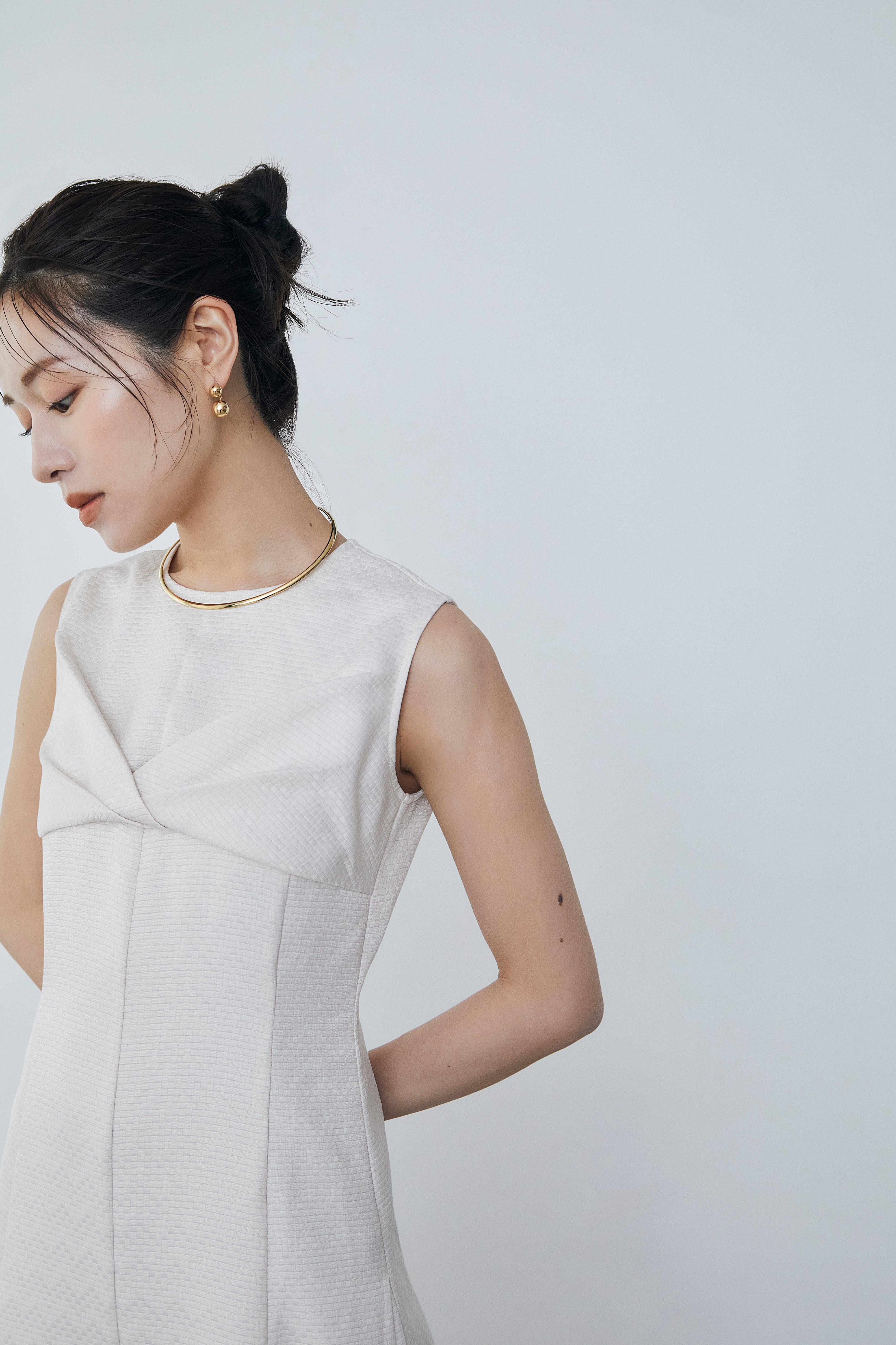 Front drape jacquard Dress