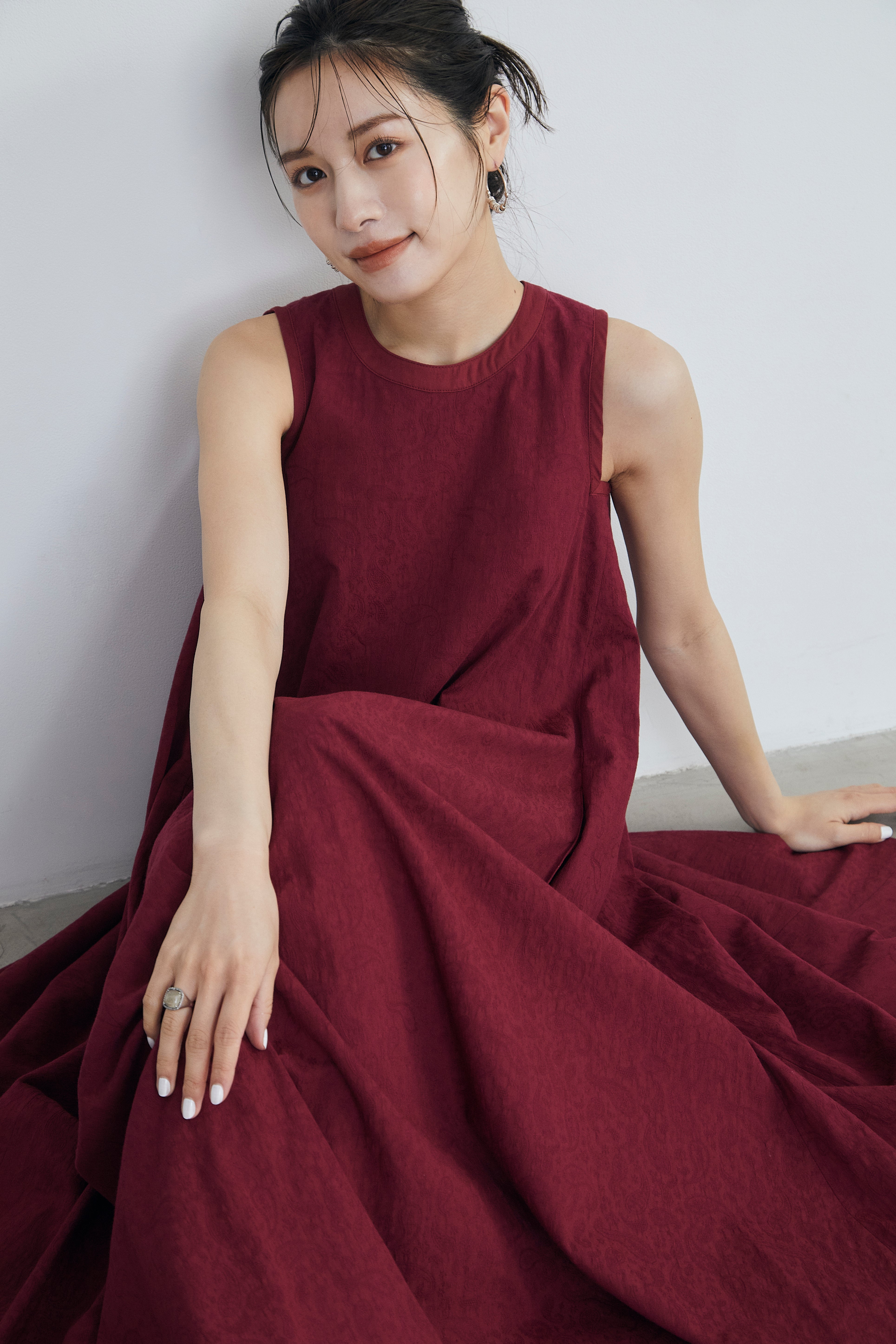 Paisley jacquard piping Dress