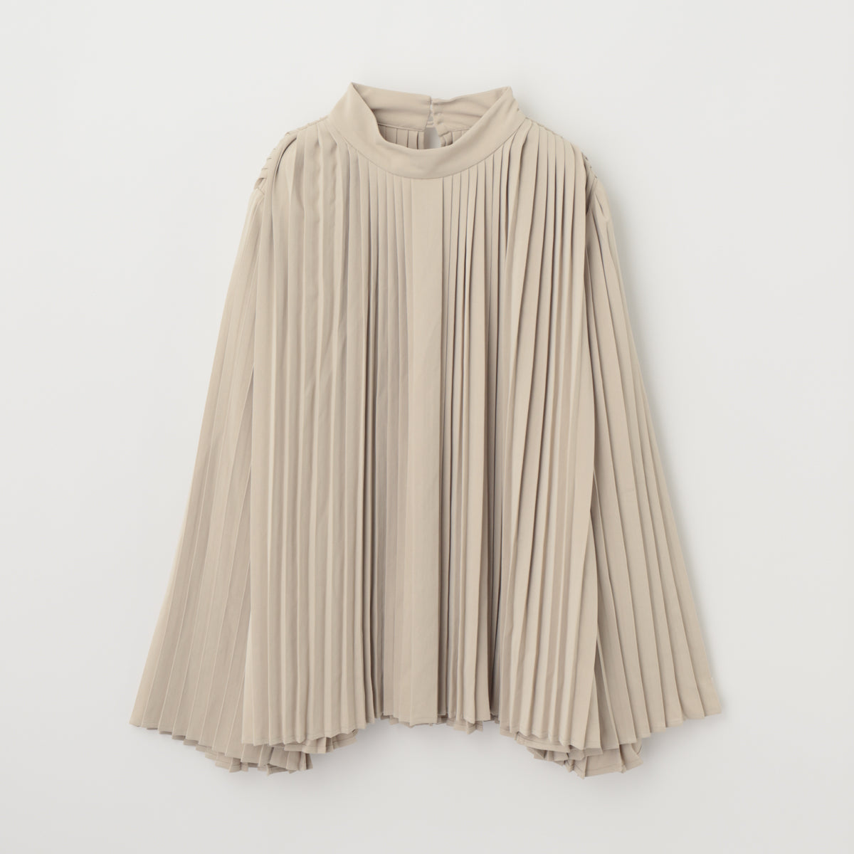 Powder Satin Pleats Cape Blouse