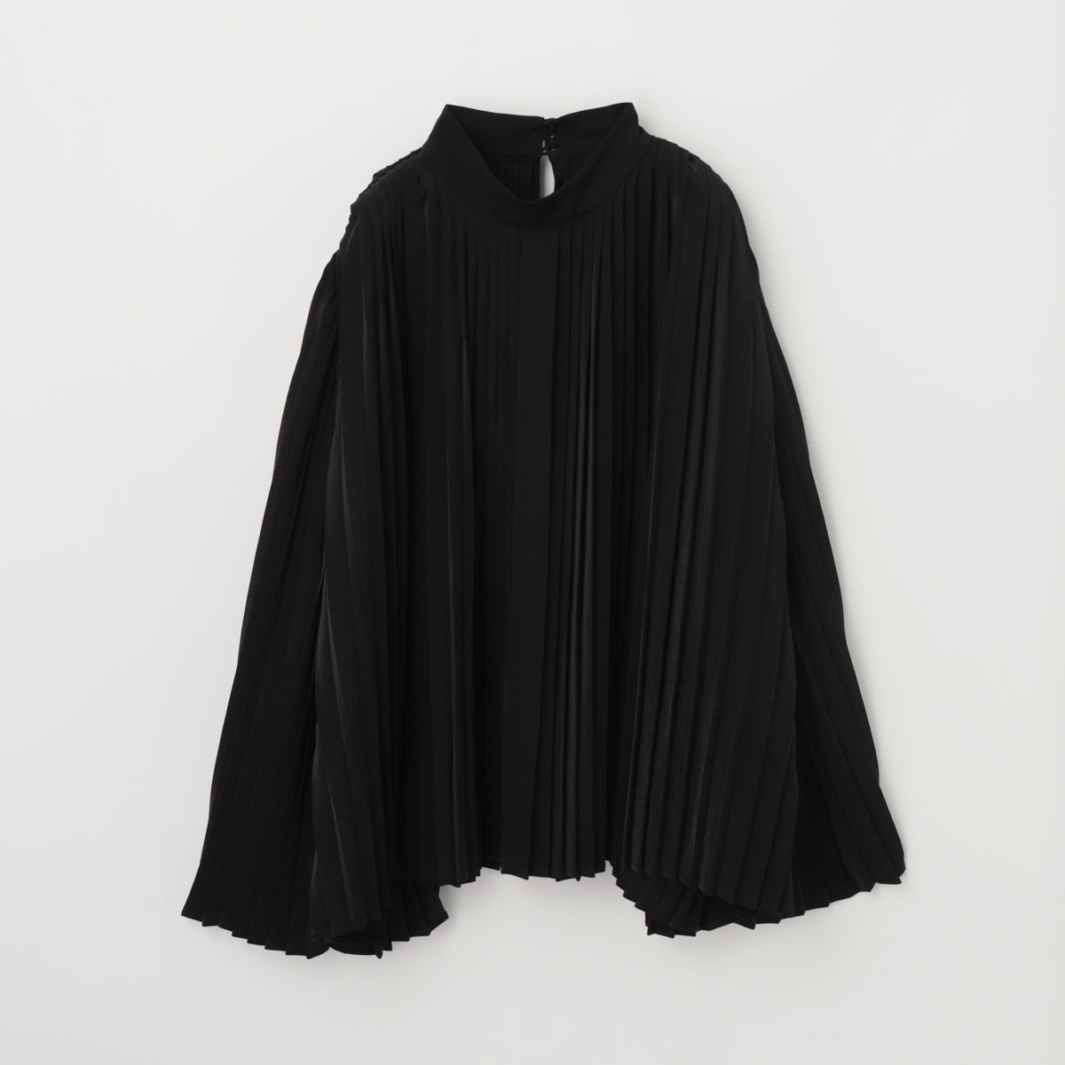 Powder Satin Pleats Cape Blouse