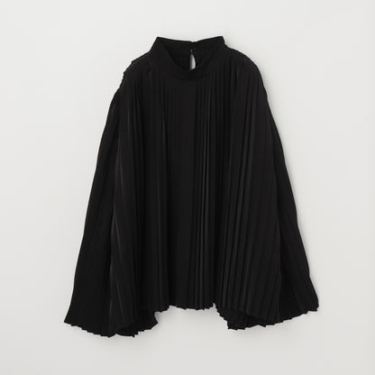 Powder Satin Pleats Cape Blouse