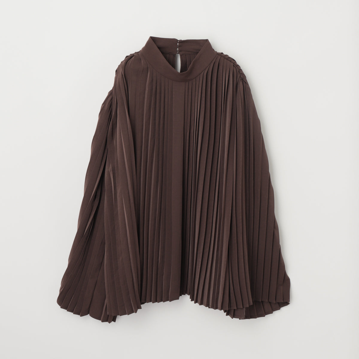 Powder Satin Pleats Cape Blouse
