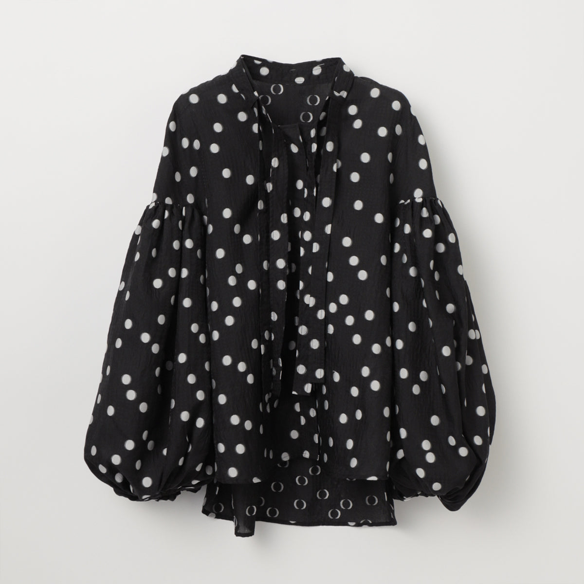 Sheer Polka Dot Ribbon Blouse