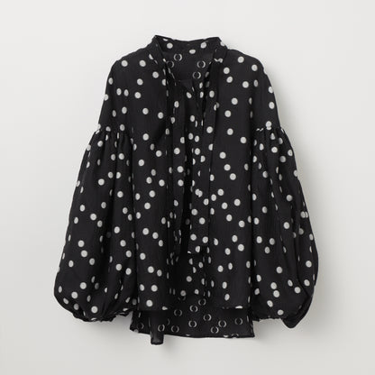 Sheer Polka Dot Ribbon Blouse