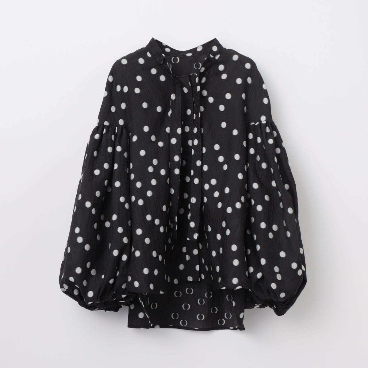 Sheer Polka Dot Ribbon Blouse