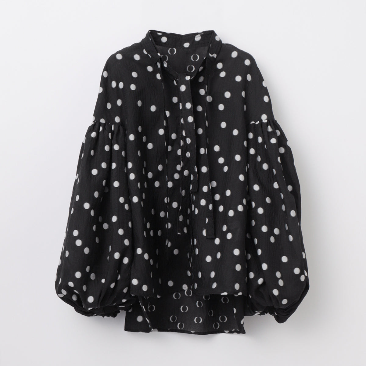 Sheer Polka Dot Ribbon Blouse