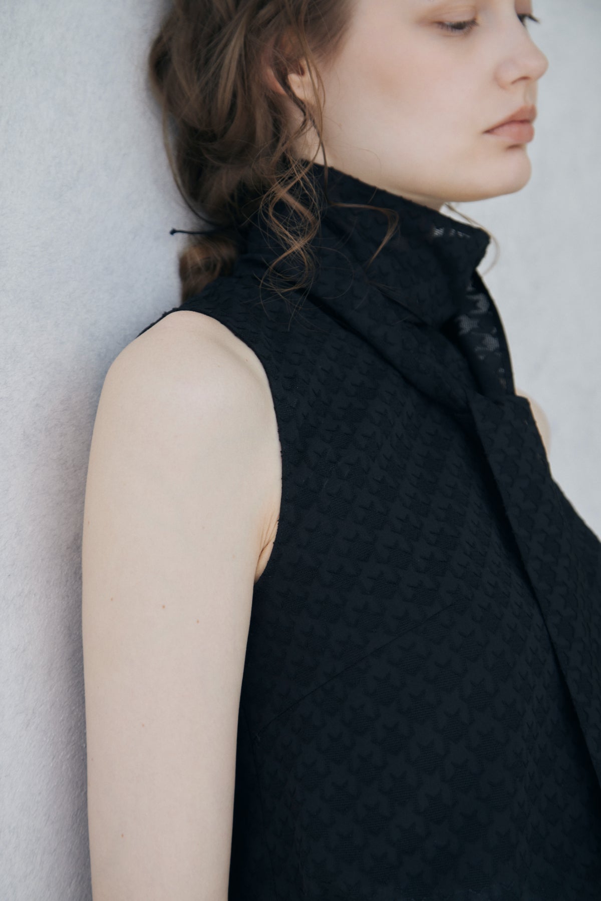 Sheer Jacquard Bow-tie Blouse