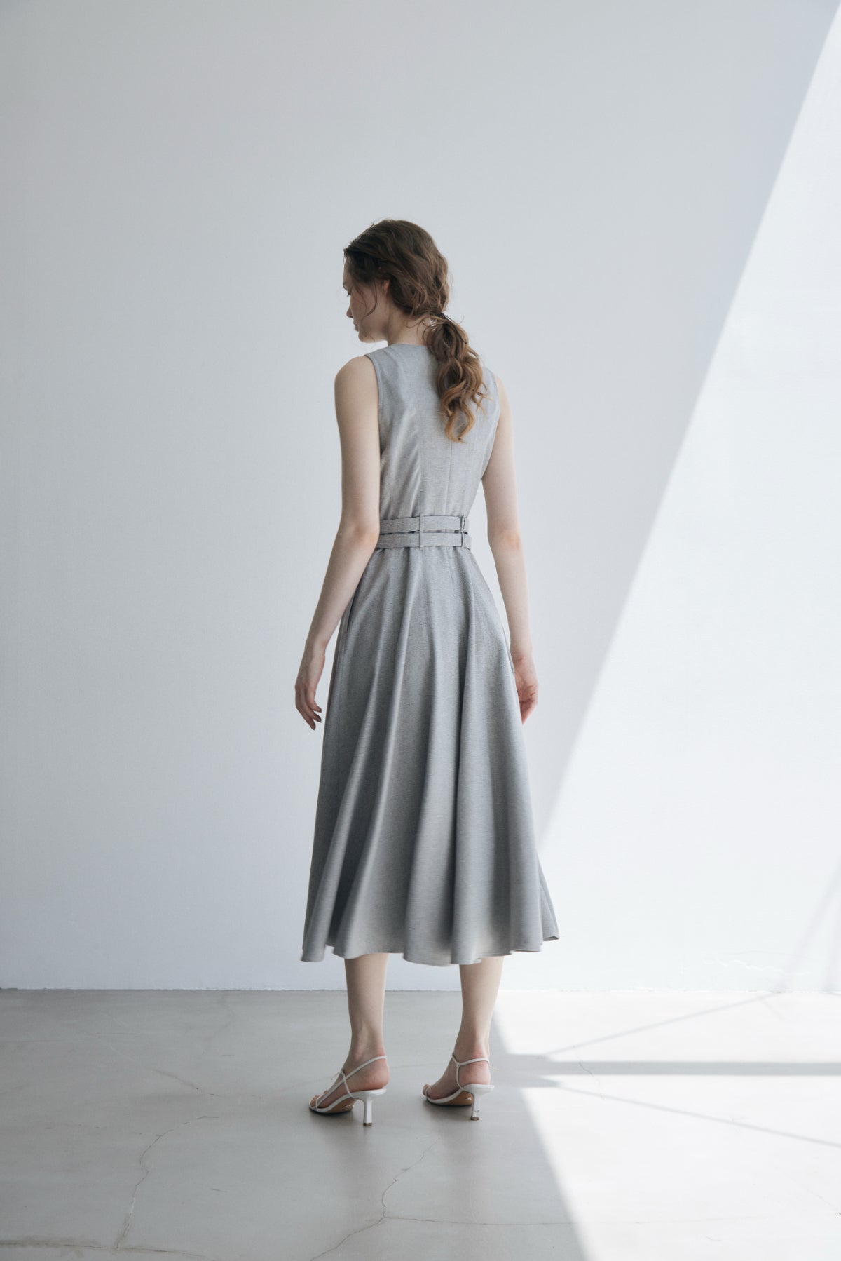 Double-belted Melange Dress