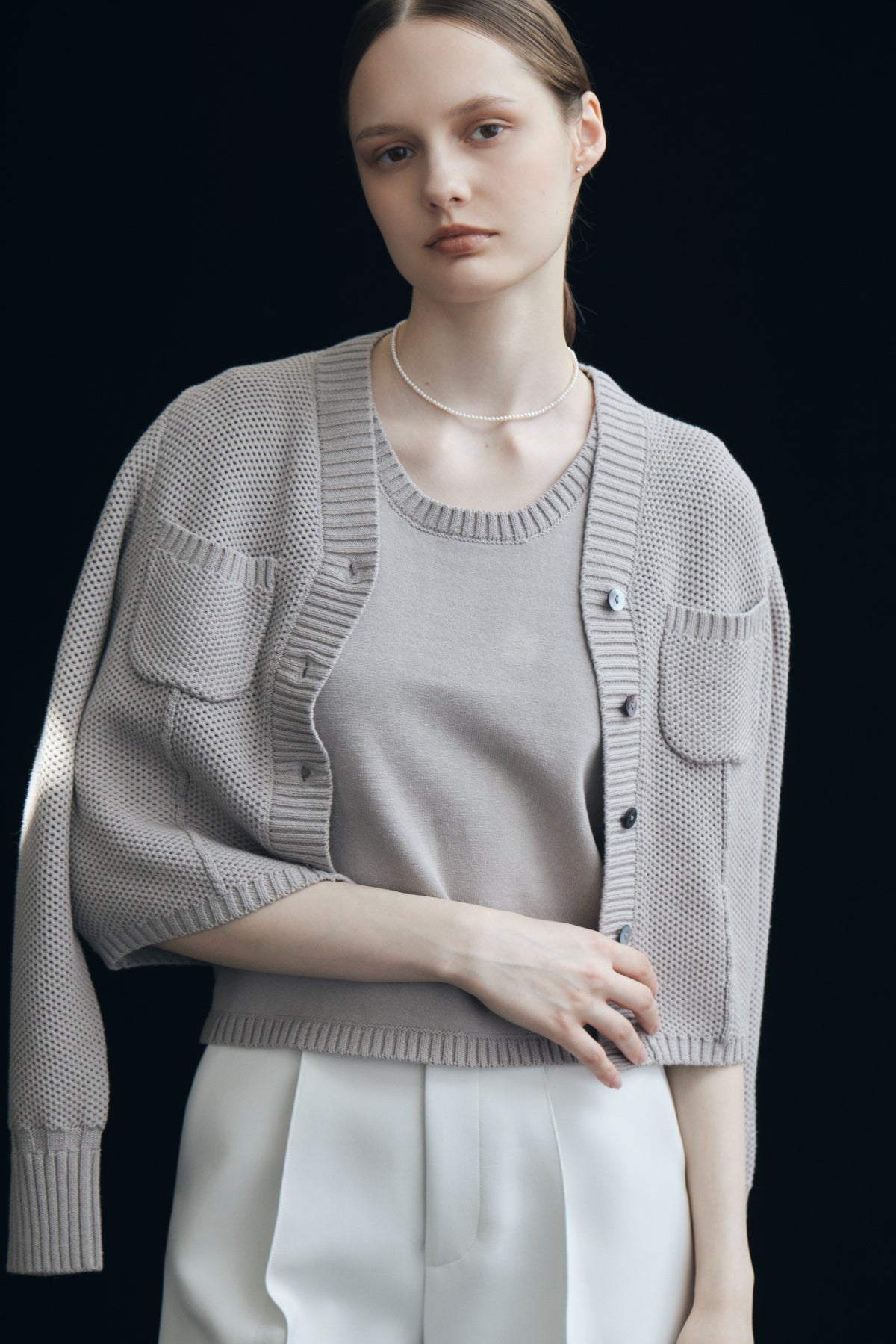 【美品】laubeblanc Basket Knit Cardigan Basket Knit Cardigan – L'AUBE BLANC