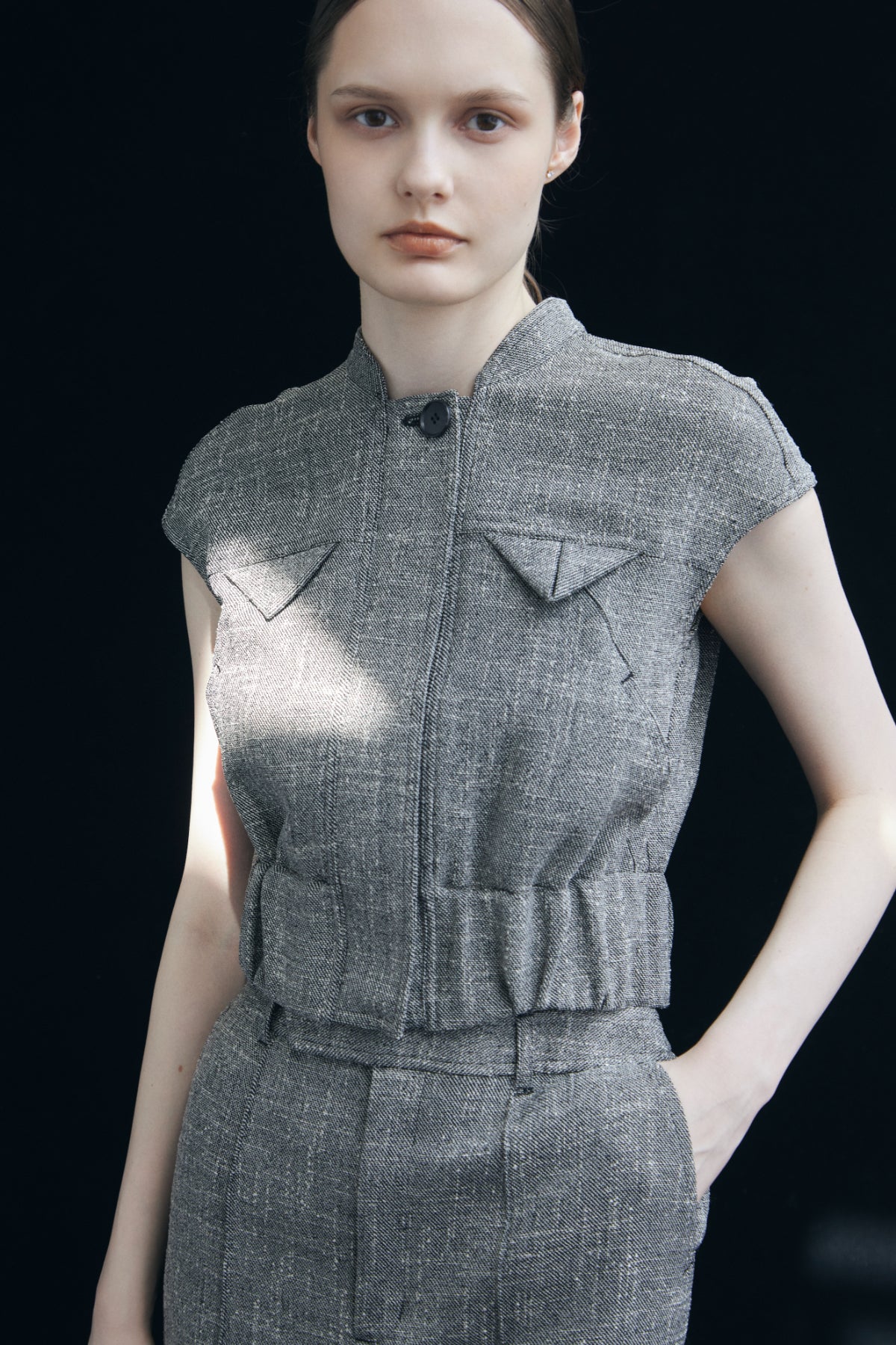 French Sleeve Tweed Blouson