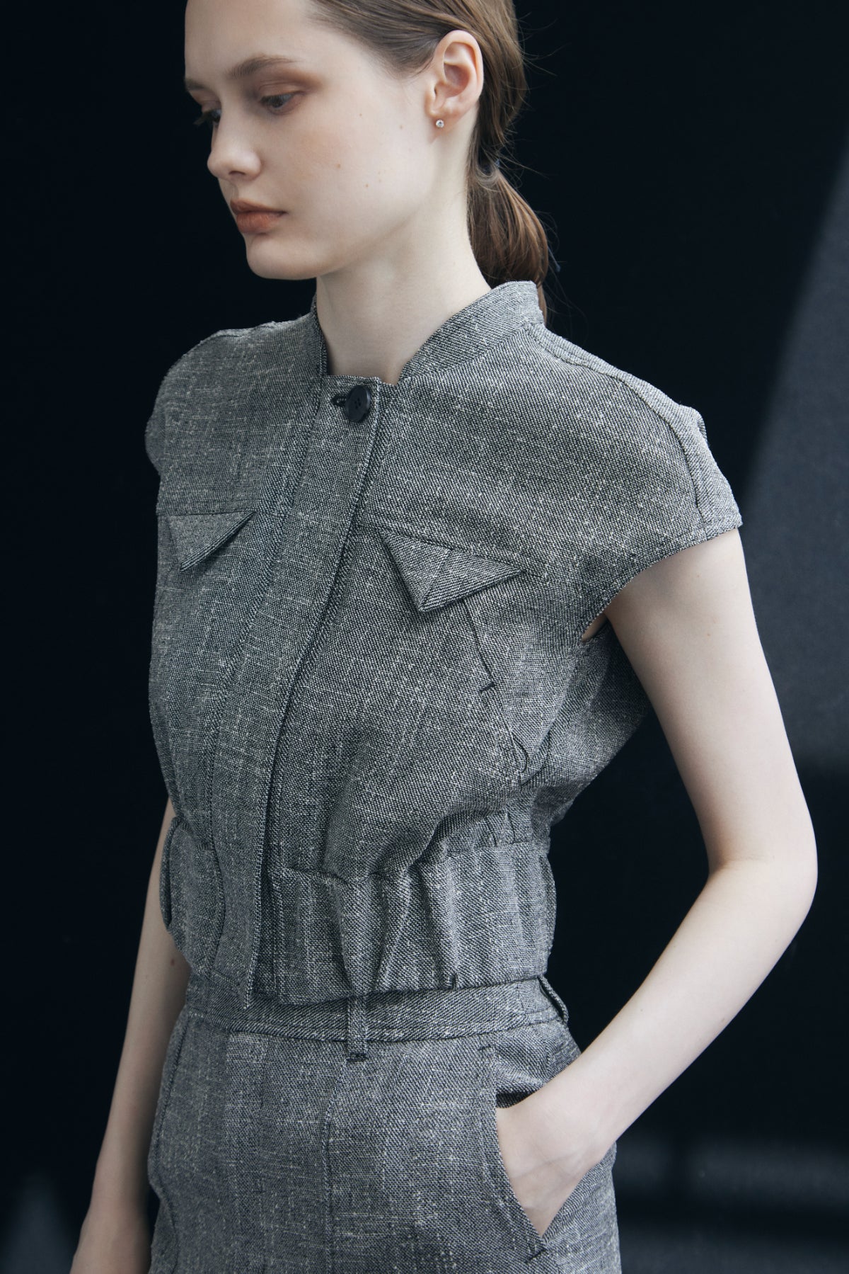 French Sleeve Tweed Blouson
