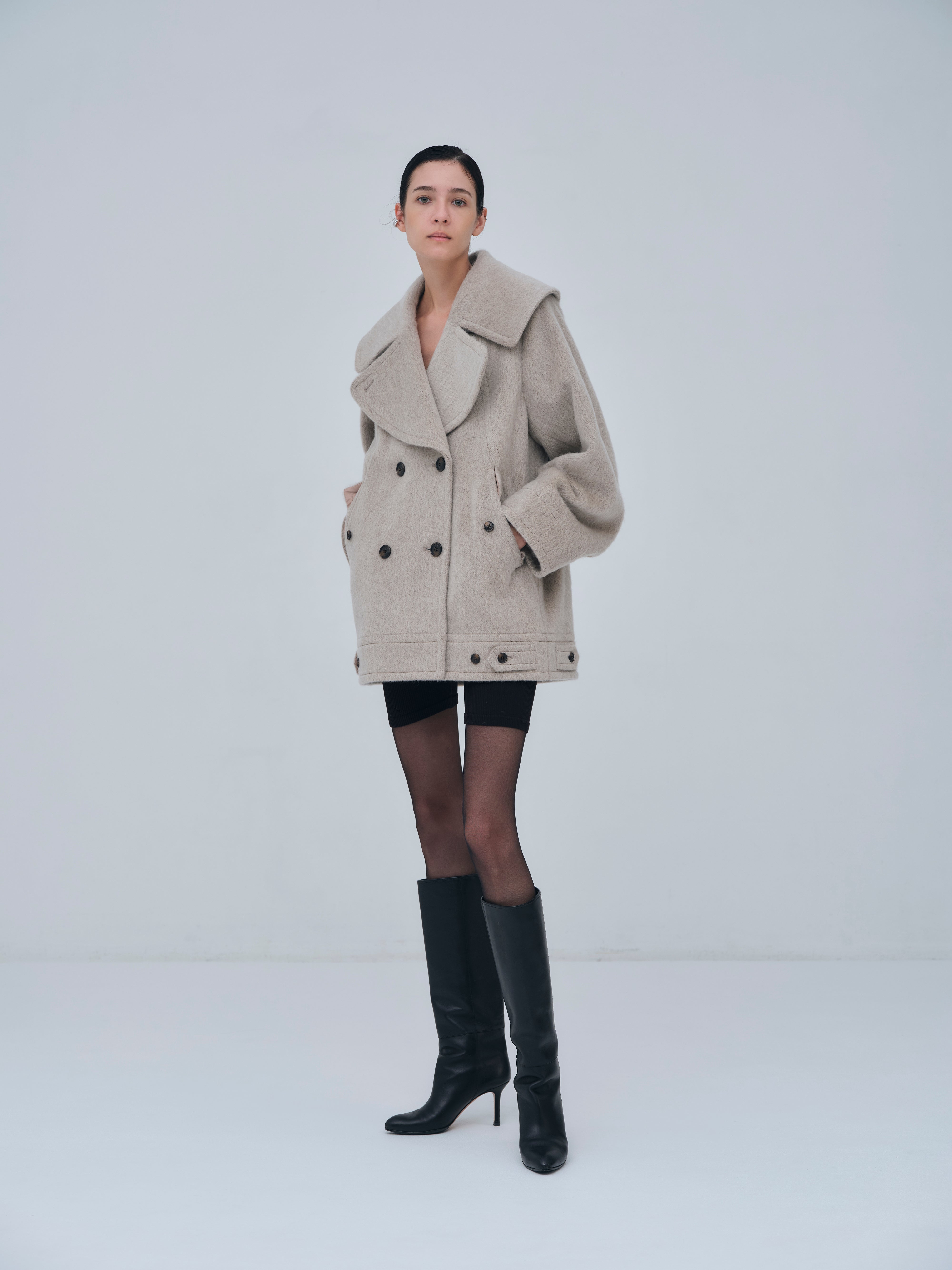 Signature Wide Lapel Mid Coat