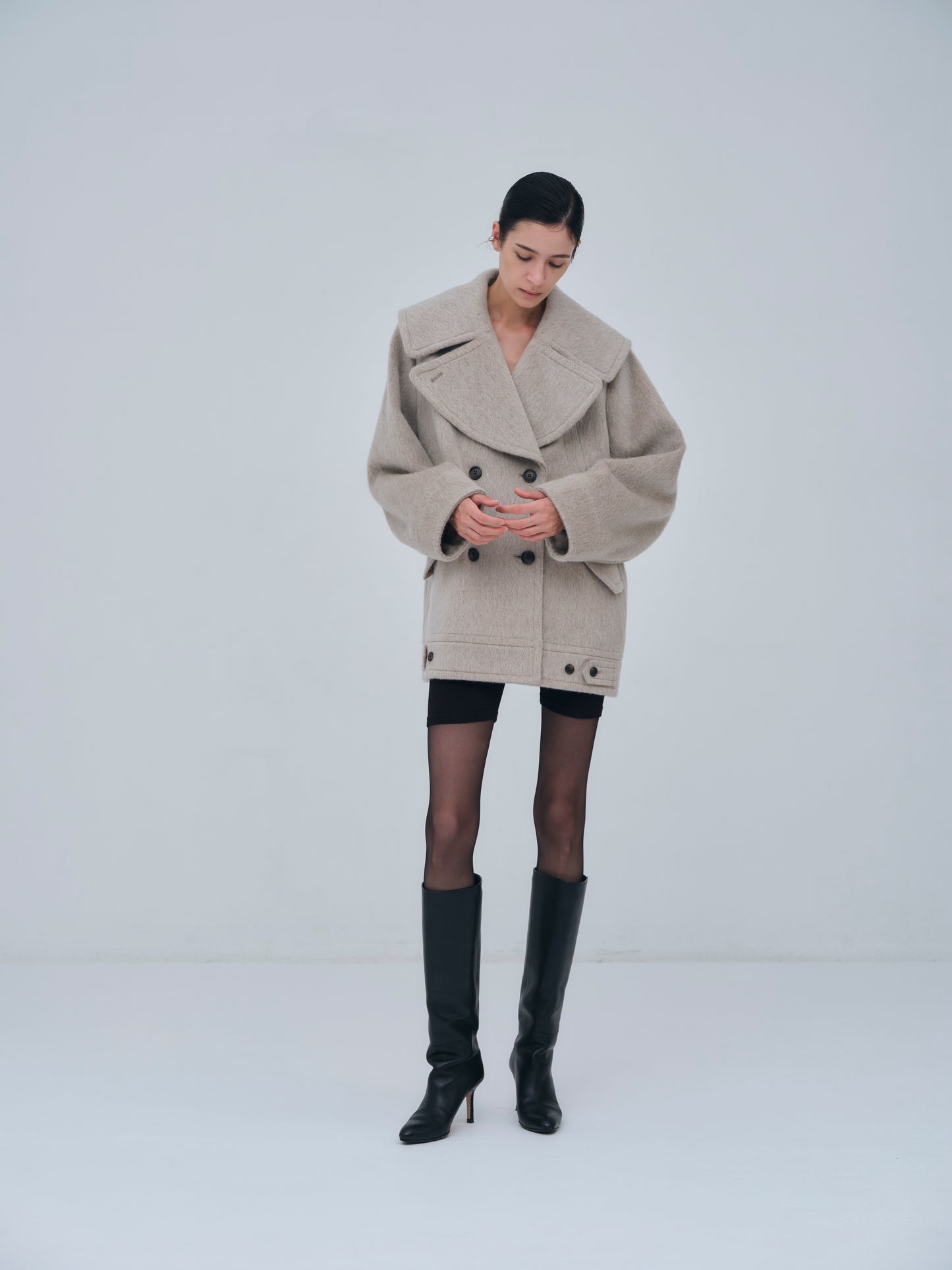 Signature Wide Lapel Mid Coat