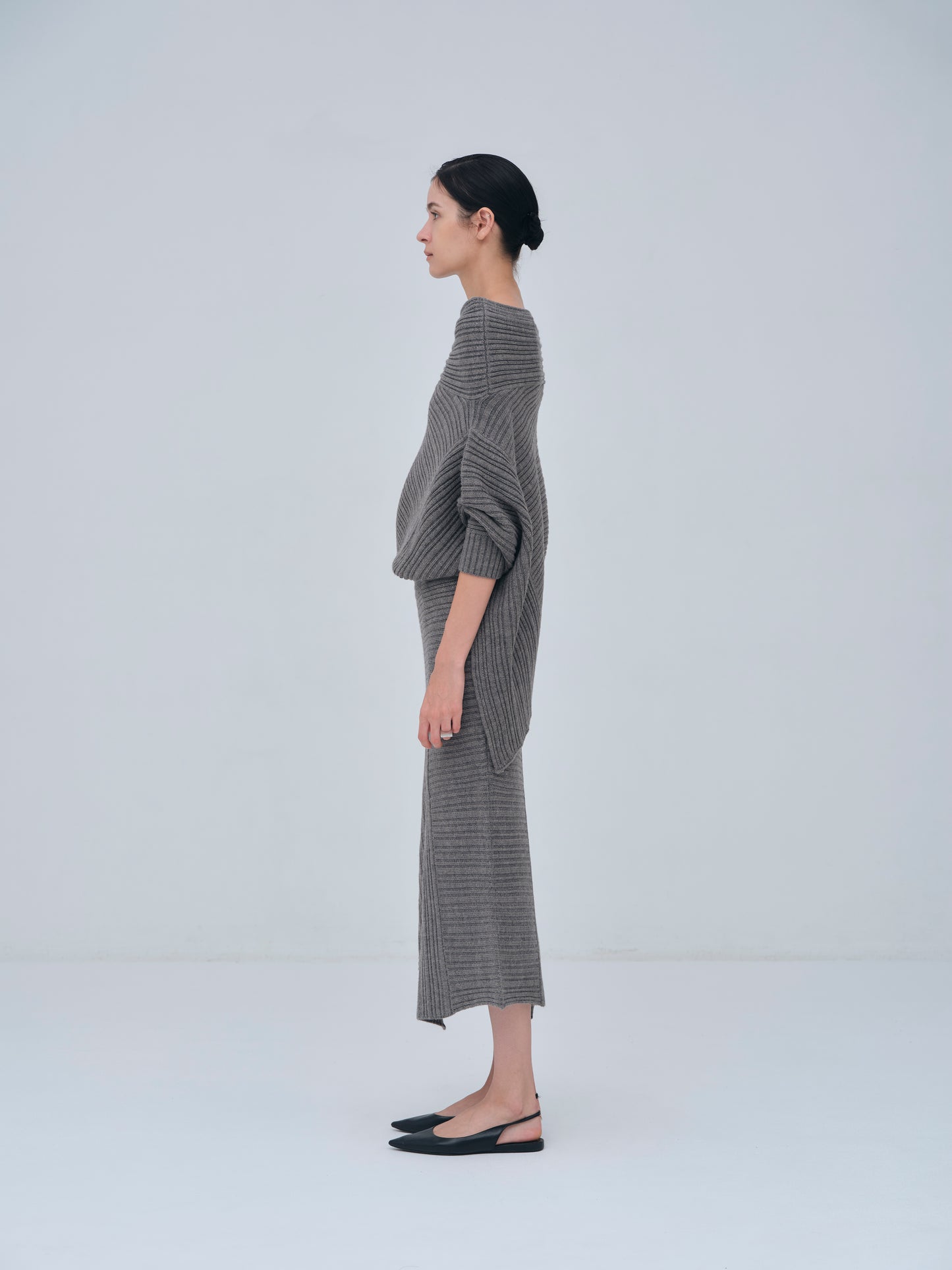 Panel Rib Wool Knit Skirt