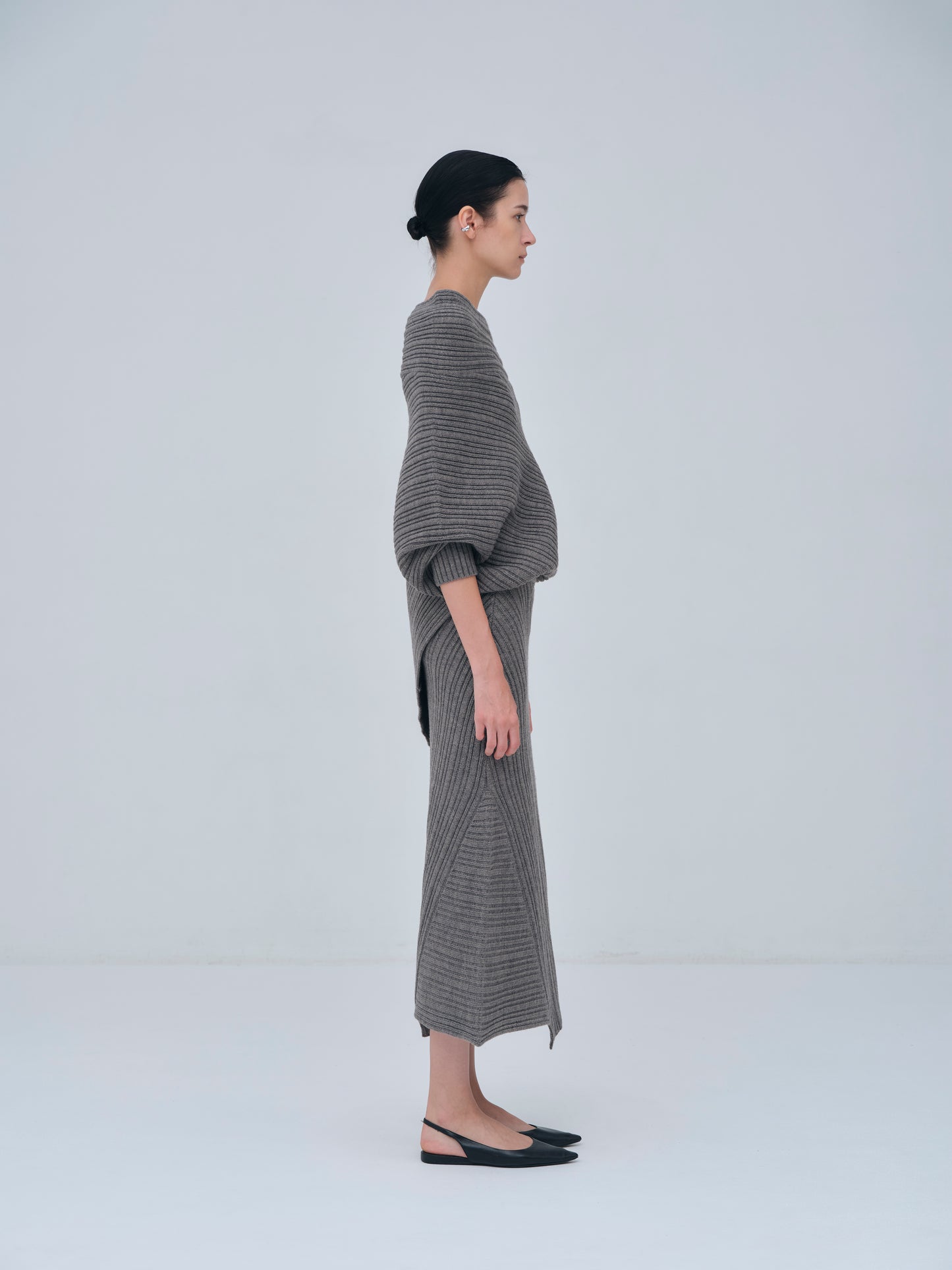 Panel Rib Wool Knit Skirt
