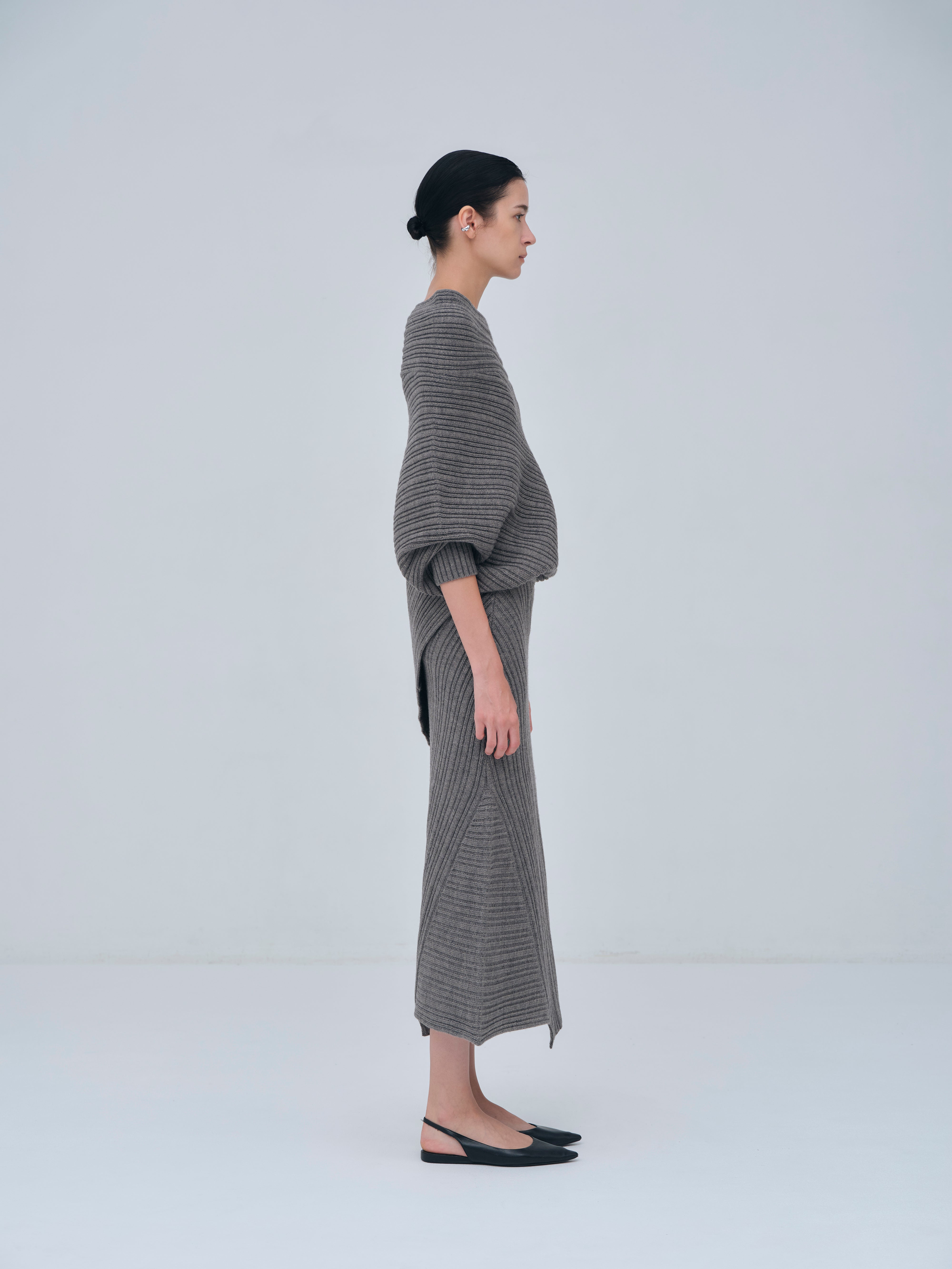 Panel Rib Wool Knit Skirt