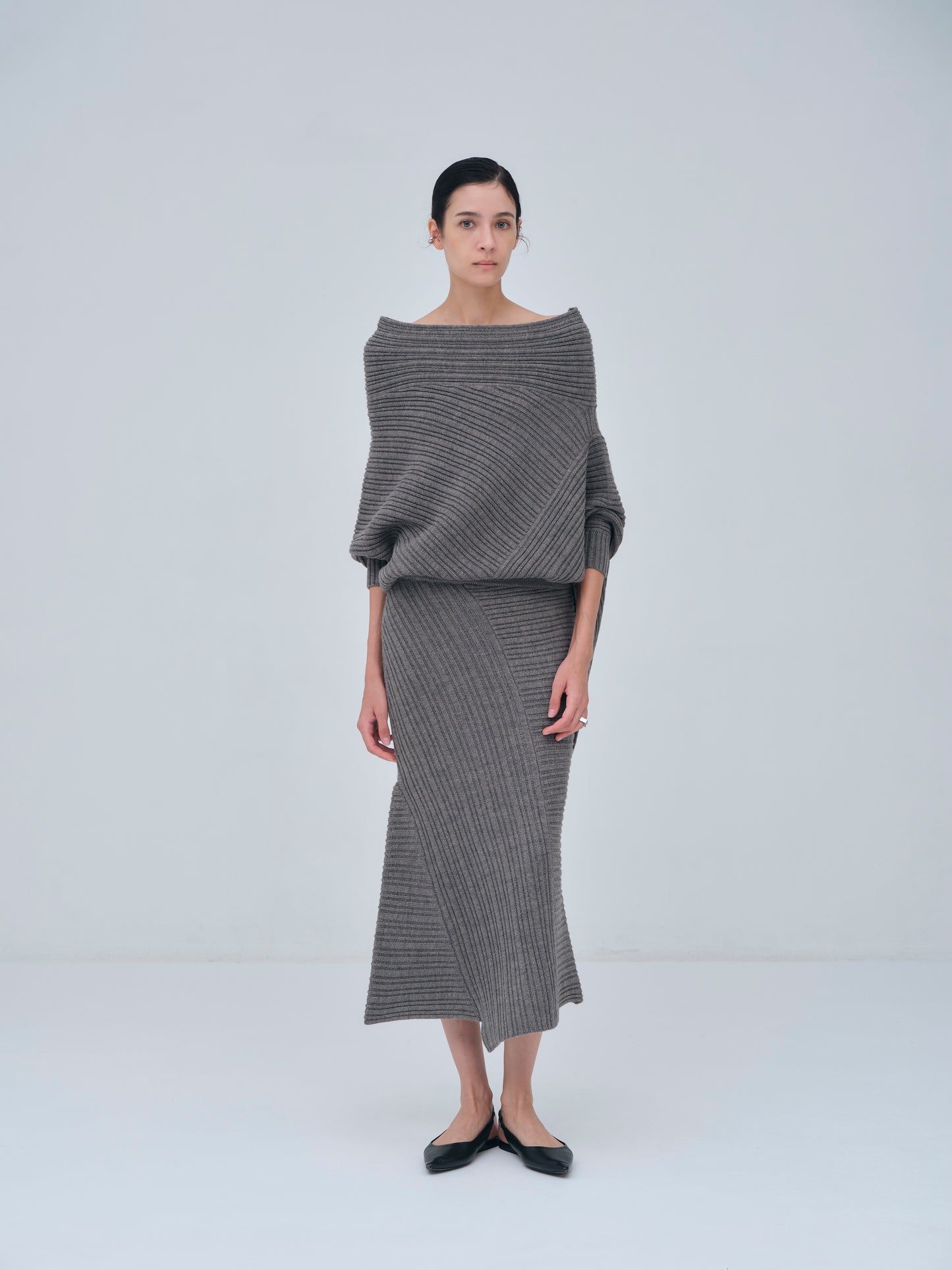 Panel Rib Wool Knit Skirt