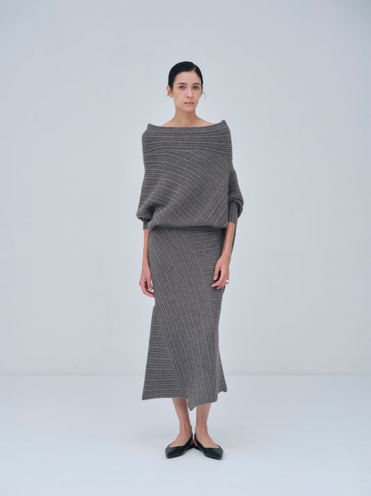 Panel Rib Wool Knit Skirt