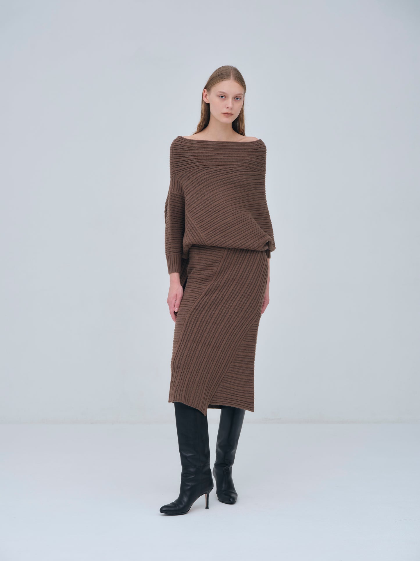 Panel Rib Wool Knit Skirt
