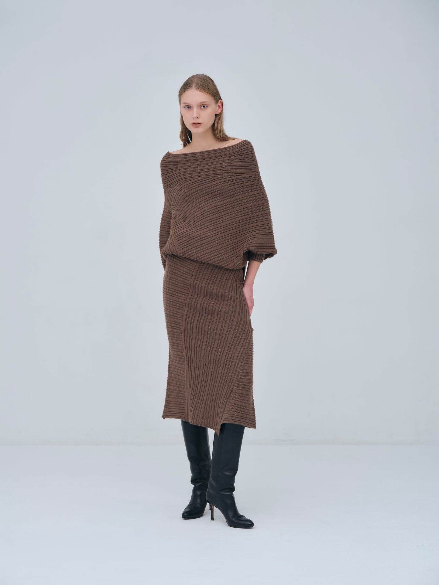 Panel Rib Wool Knit Skirt