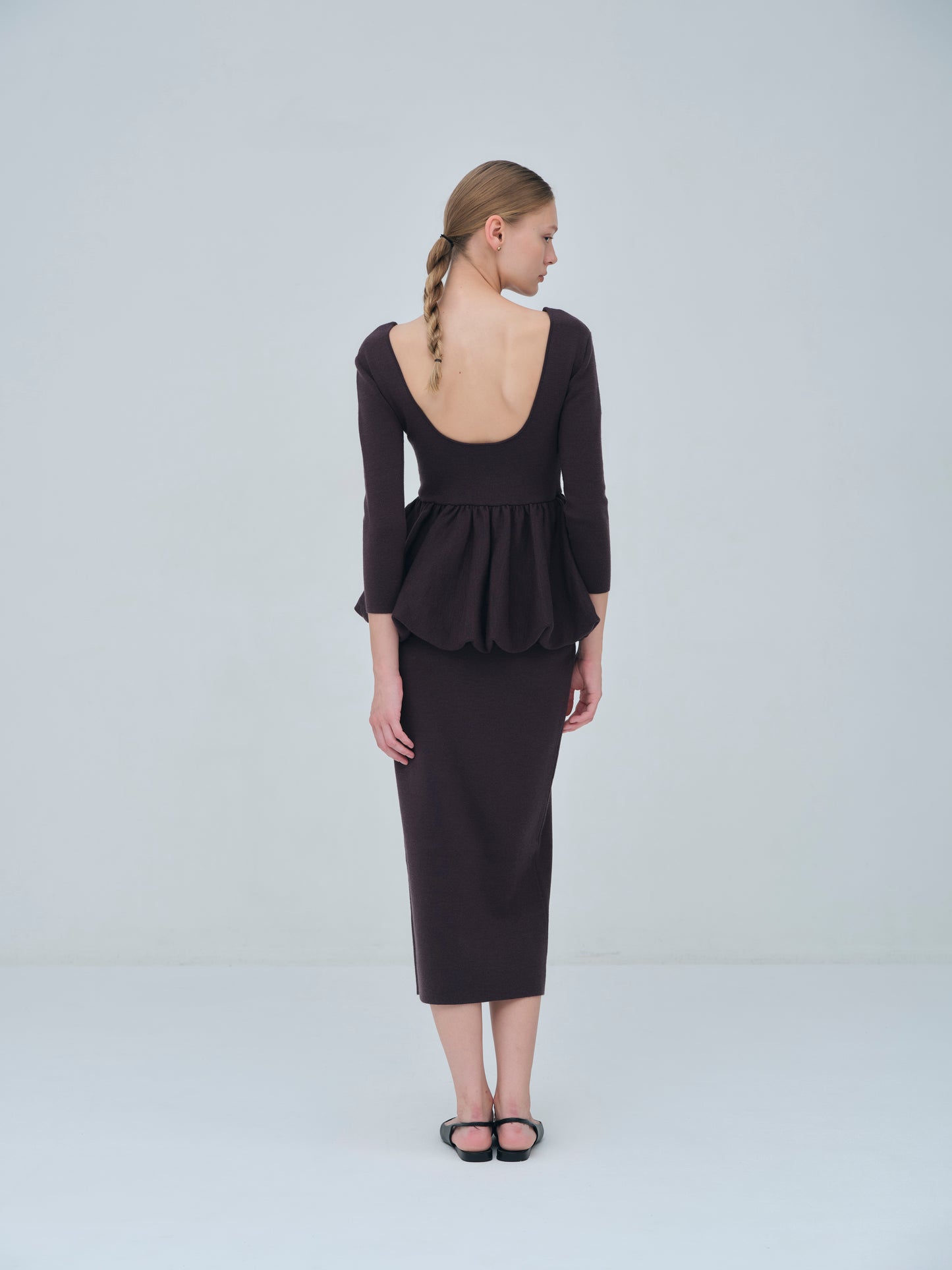 Balloon peplum Knit tops