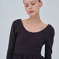 Balloon peplum Knit tops