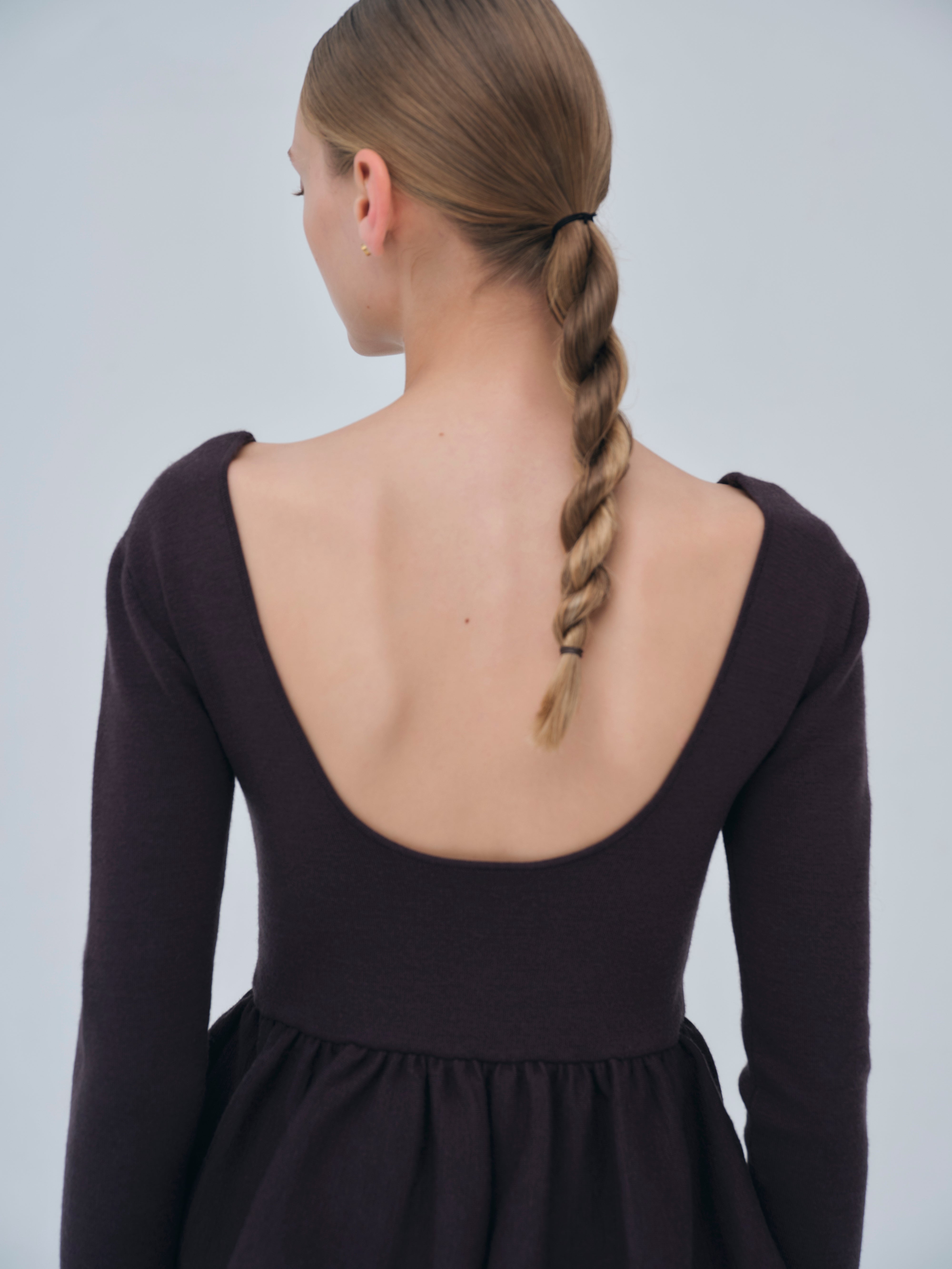 Balloon peplum Knit tops［Machine Washable］
