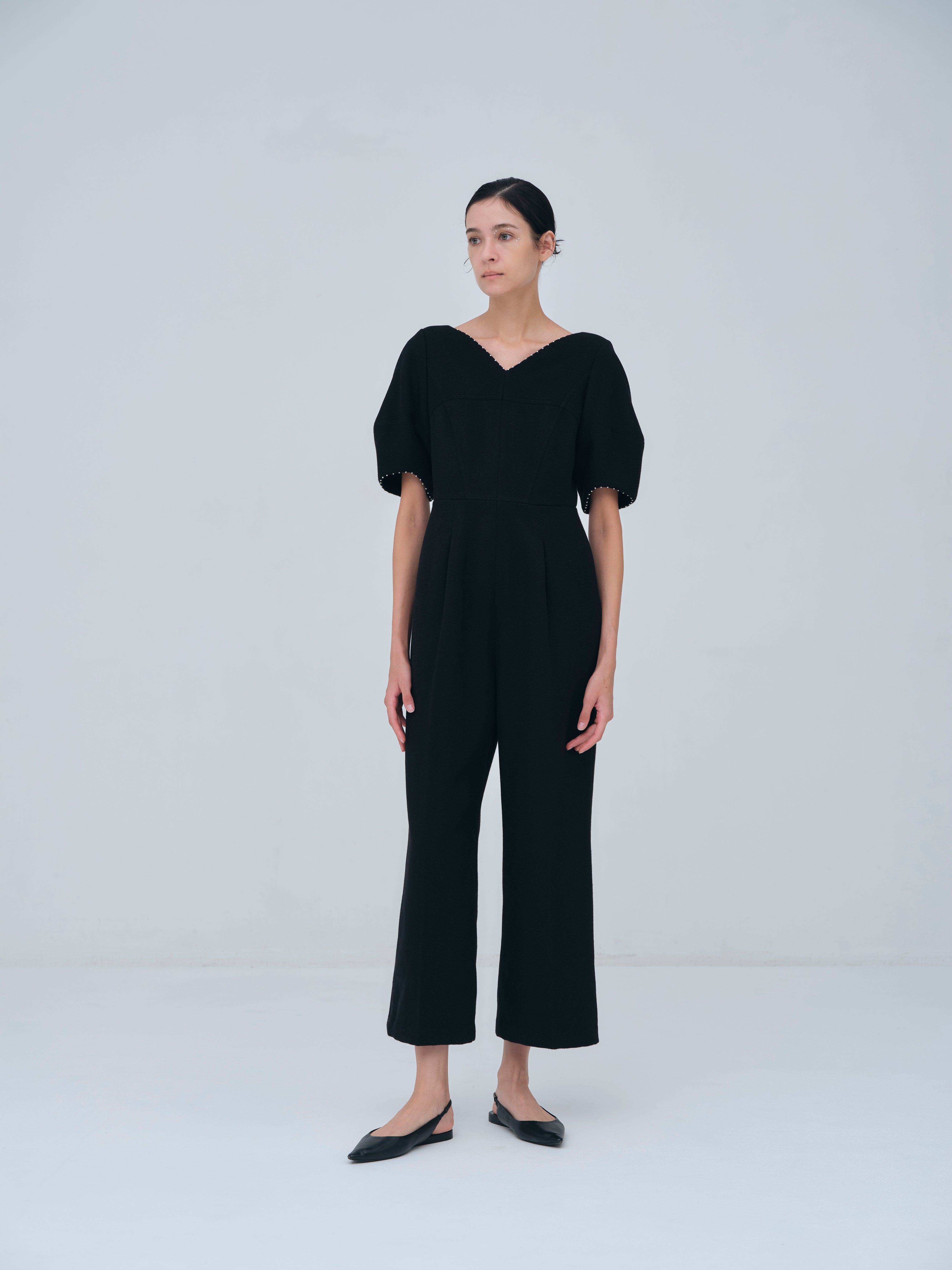 Pearl Trim Wool Combinaison