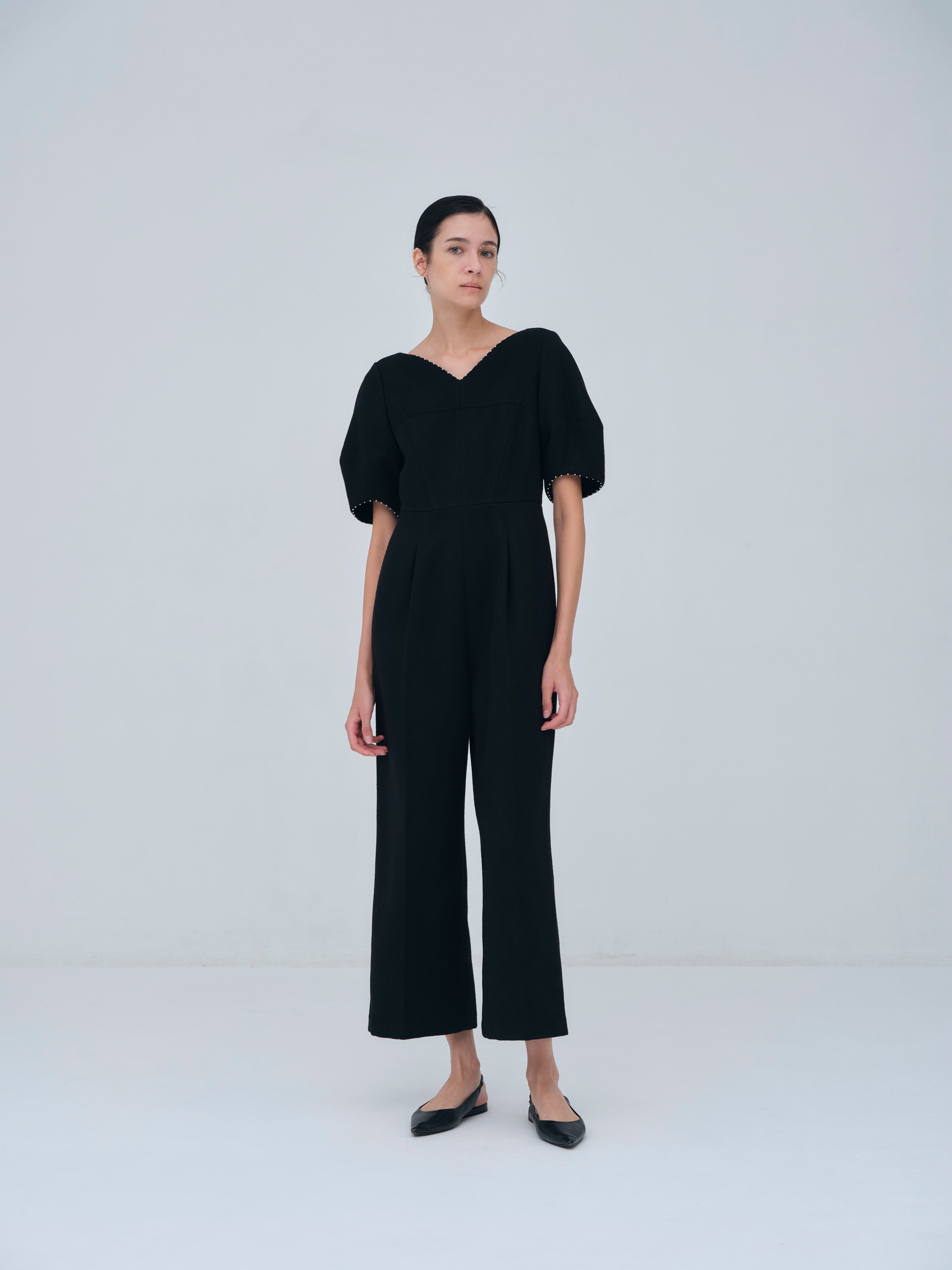 Pearl Trim Wool Combinaison