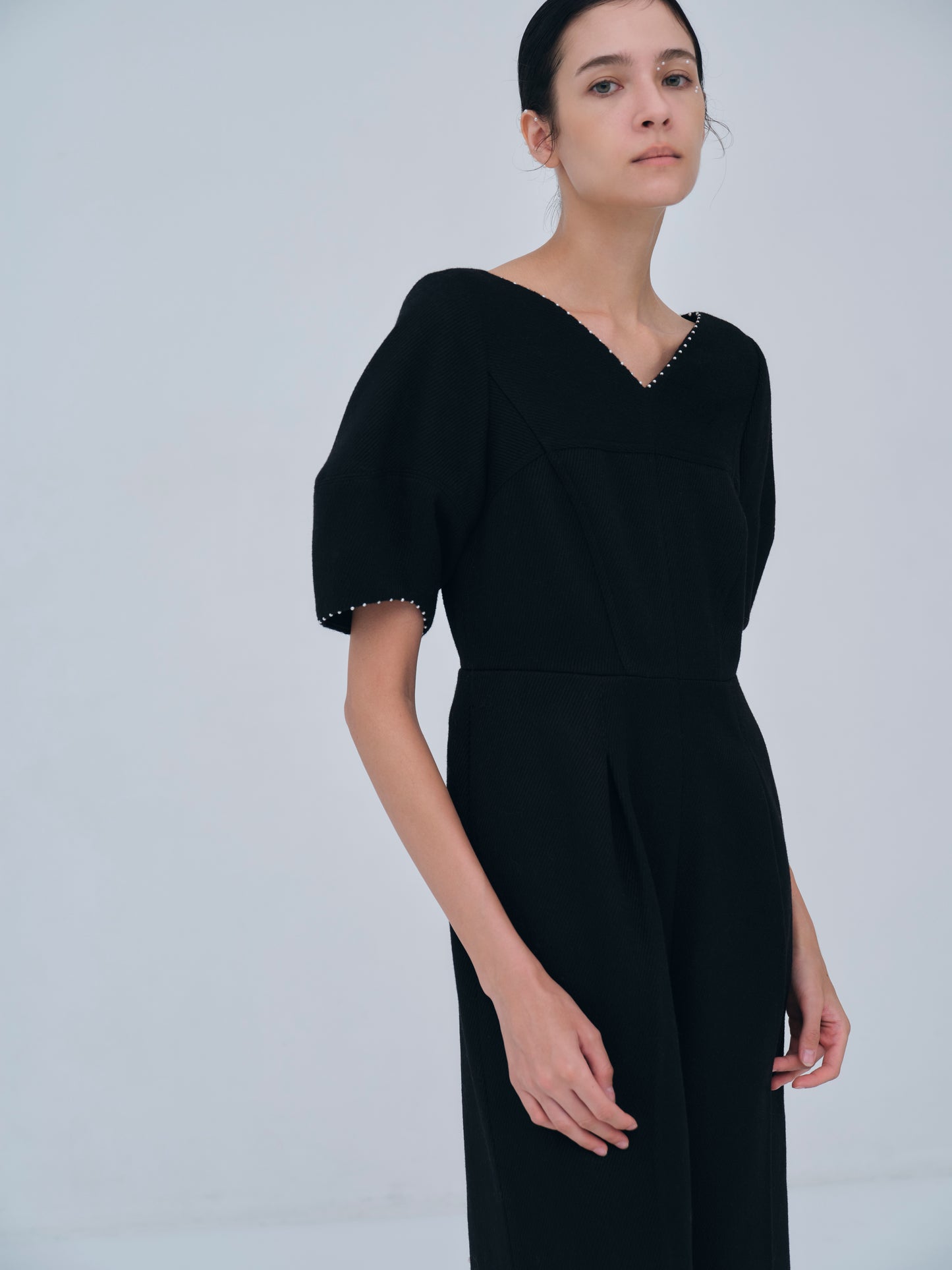 Pearl Trim Wool Combinaison