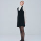 Leather Trimmed Wool Jumper Dress