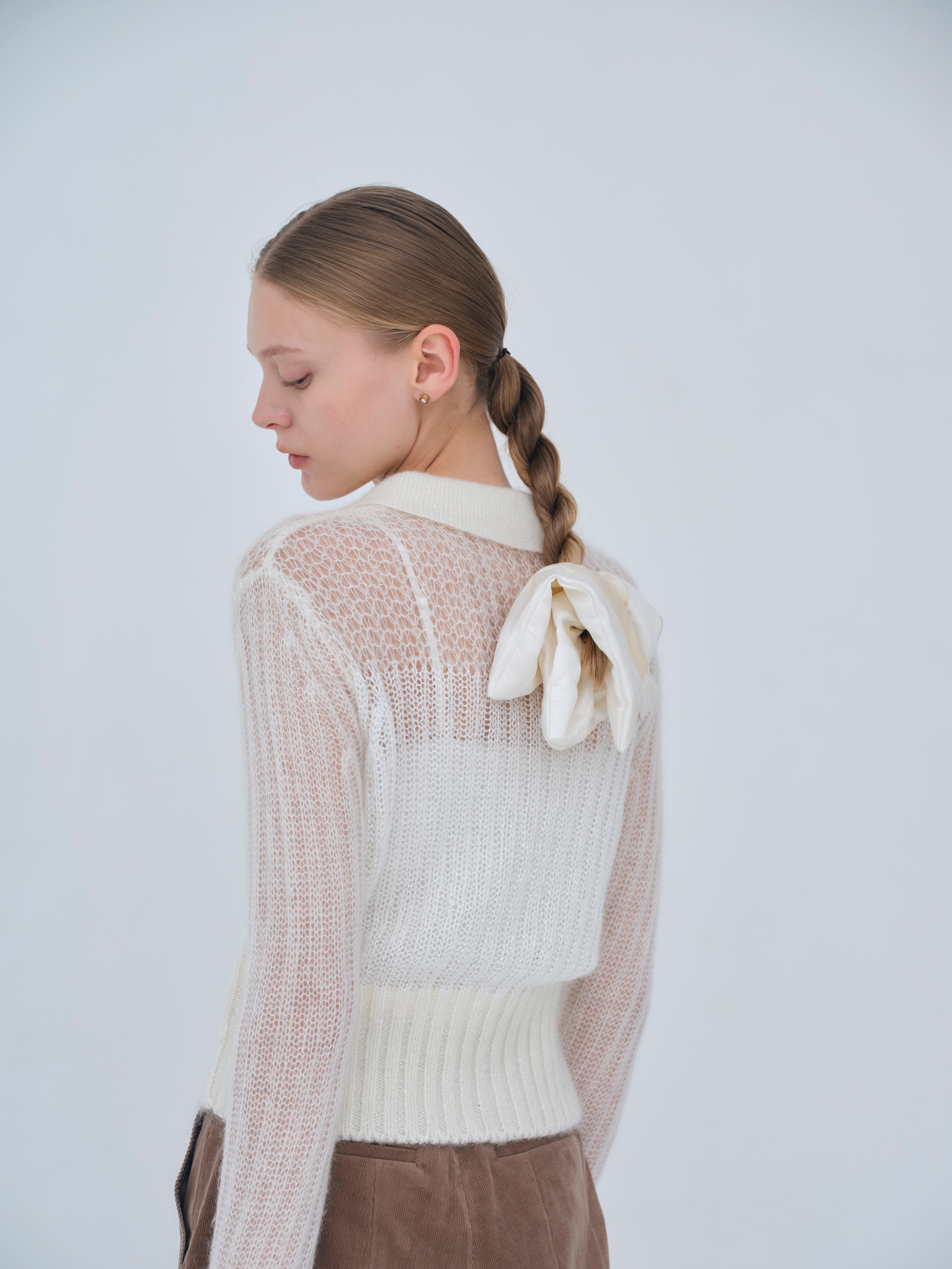 Sequin Sheer Polo Knit