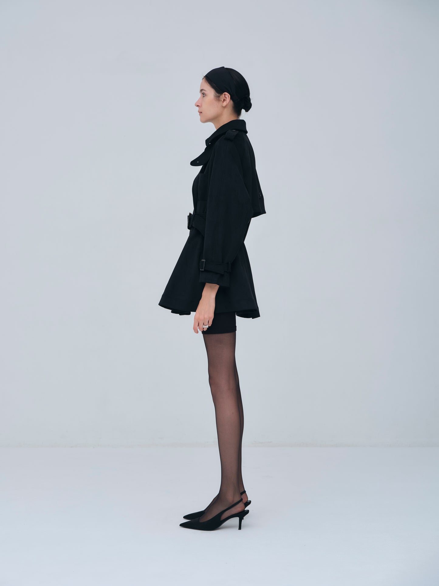 Cropped Suede Trench Coat