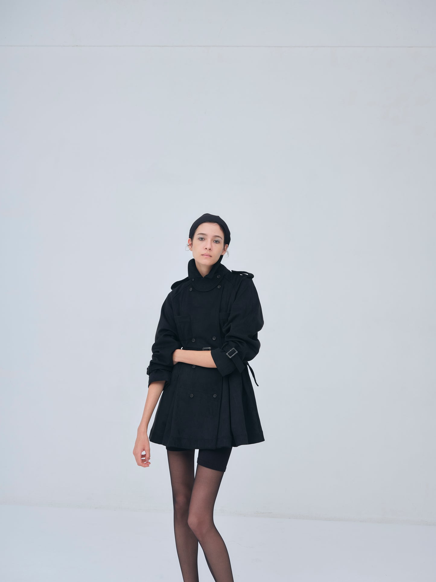 Cropped Suede Trench Coat