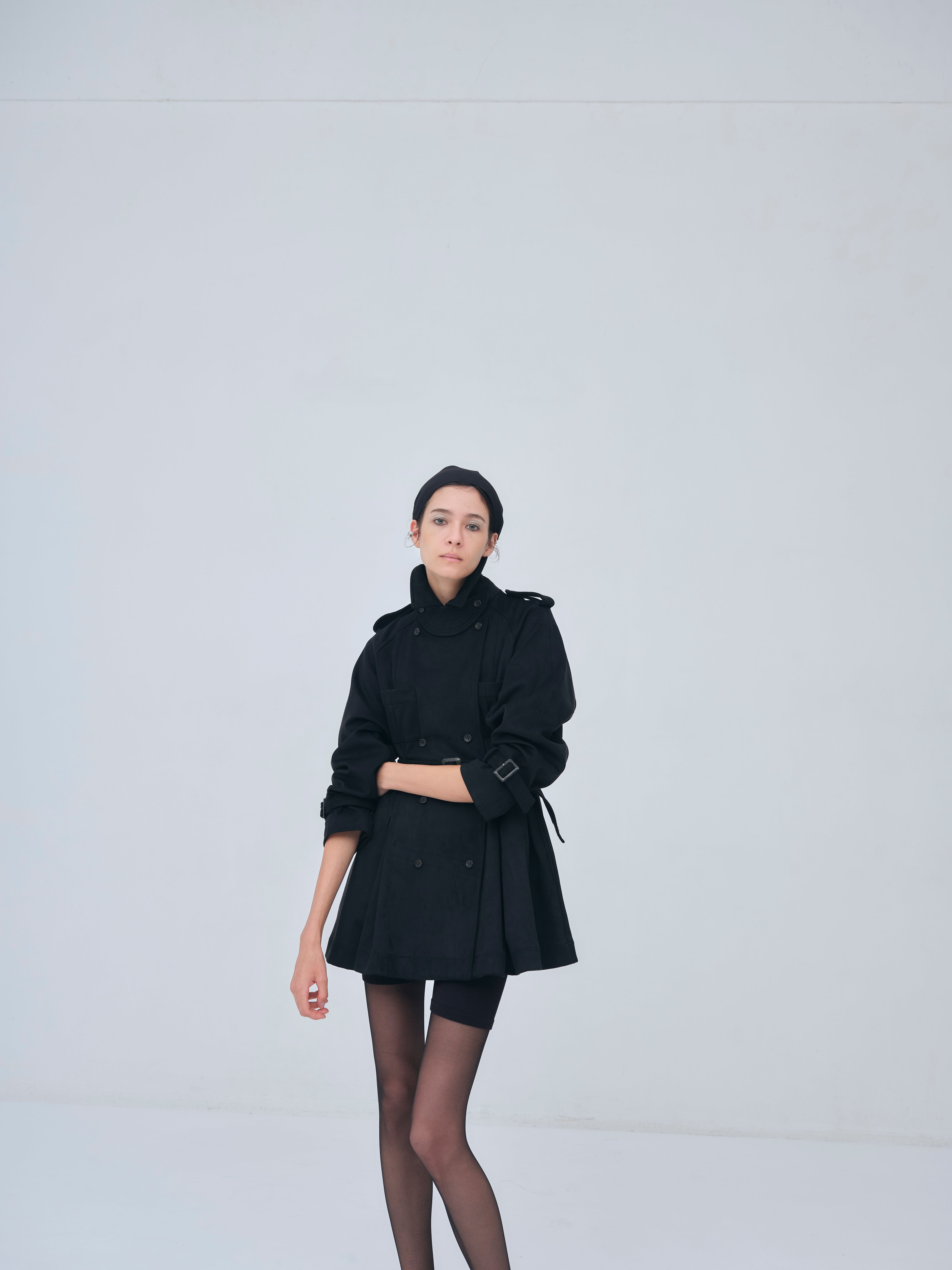 Cropped Suede Trench Coat