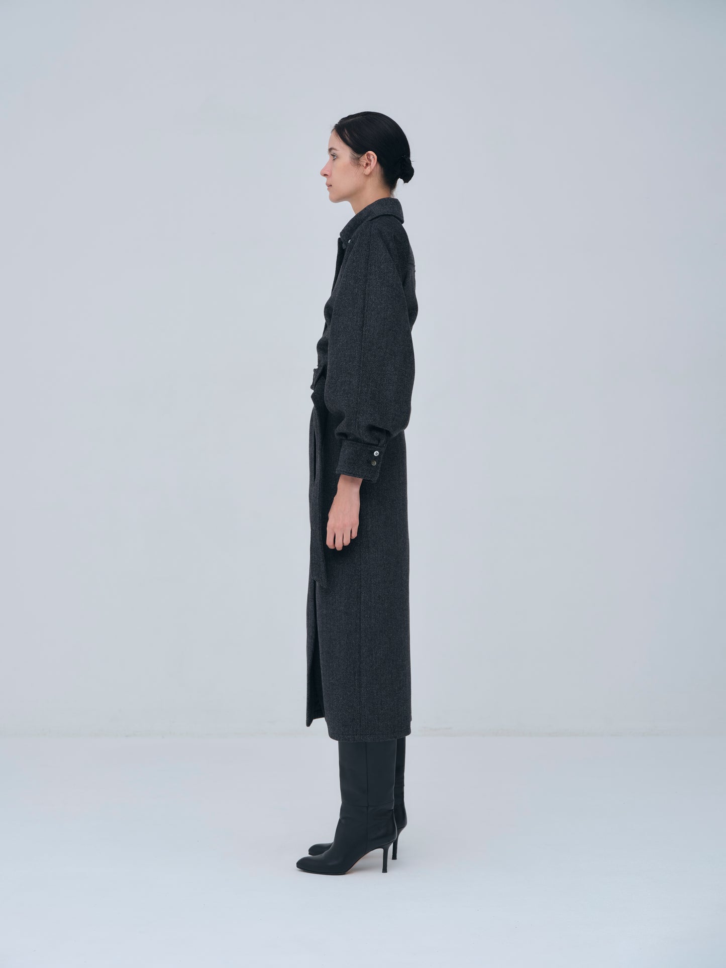 Belted Wool Shirt Dress