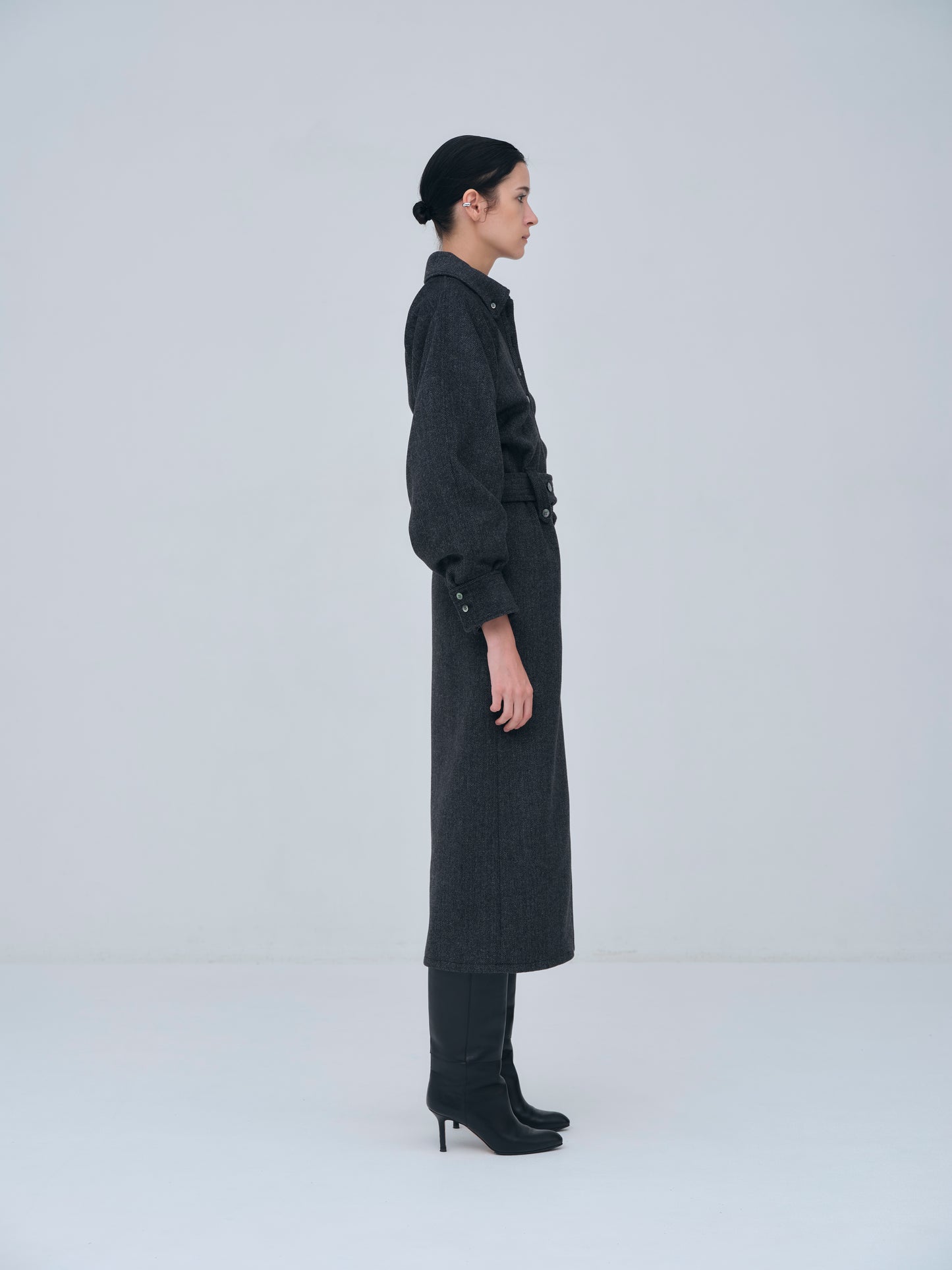 Belted Wool Shirt Dress