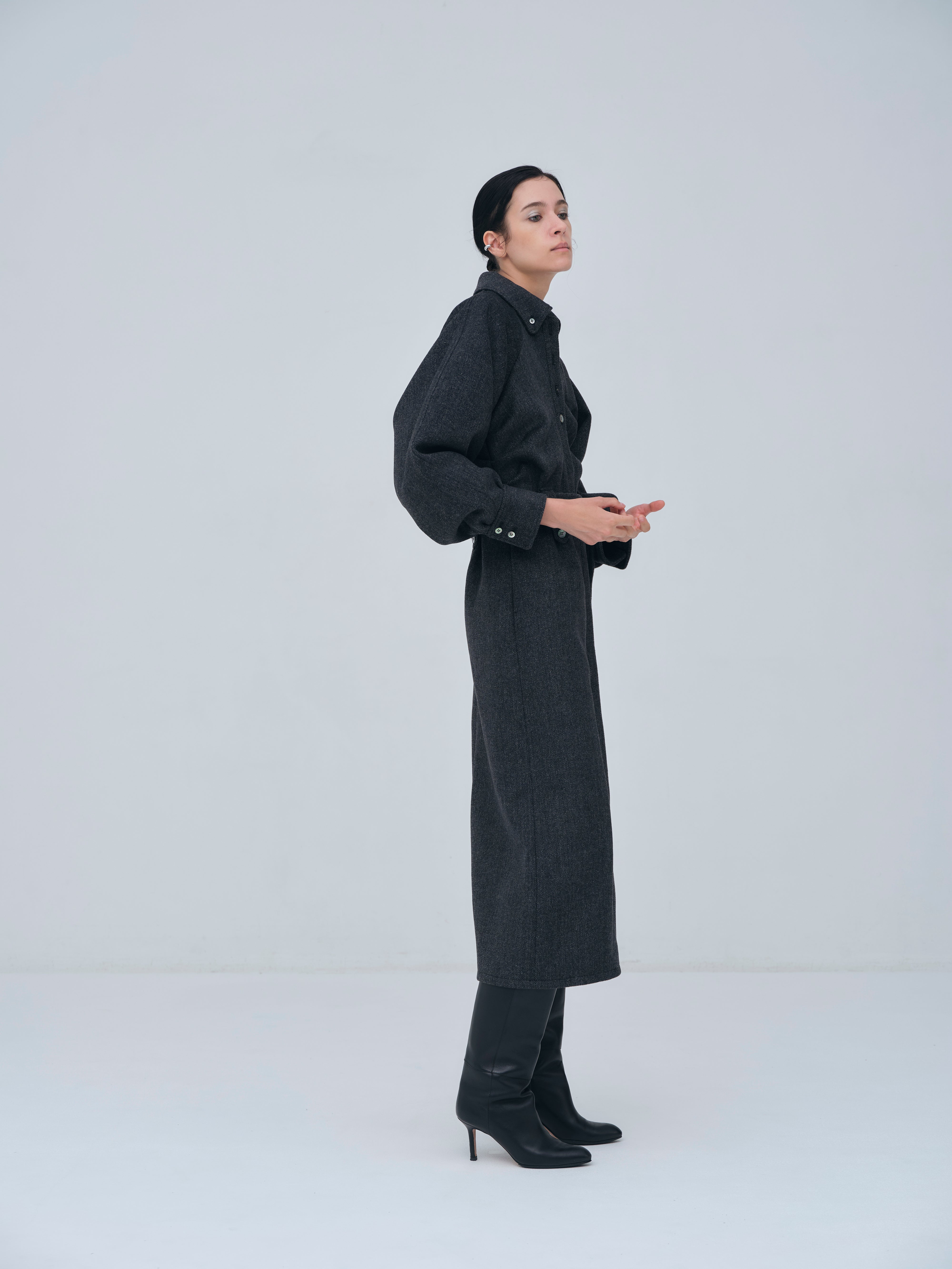 Belted Wool Shirt Dress