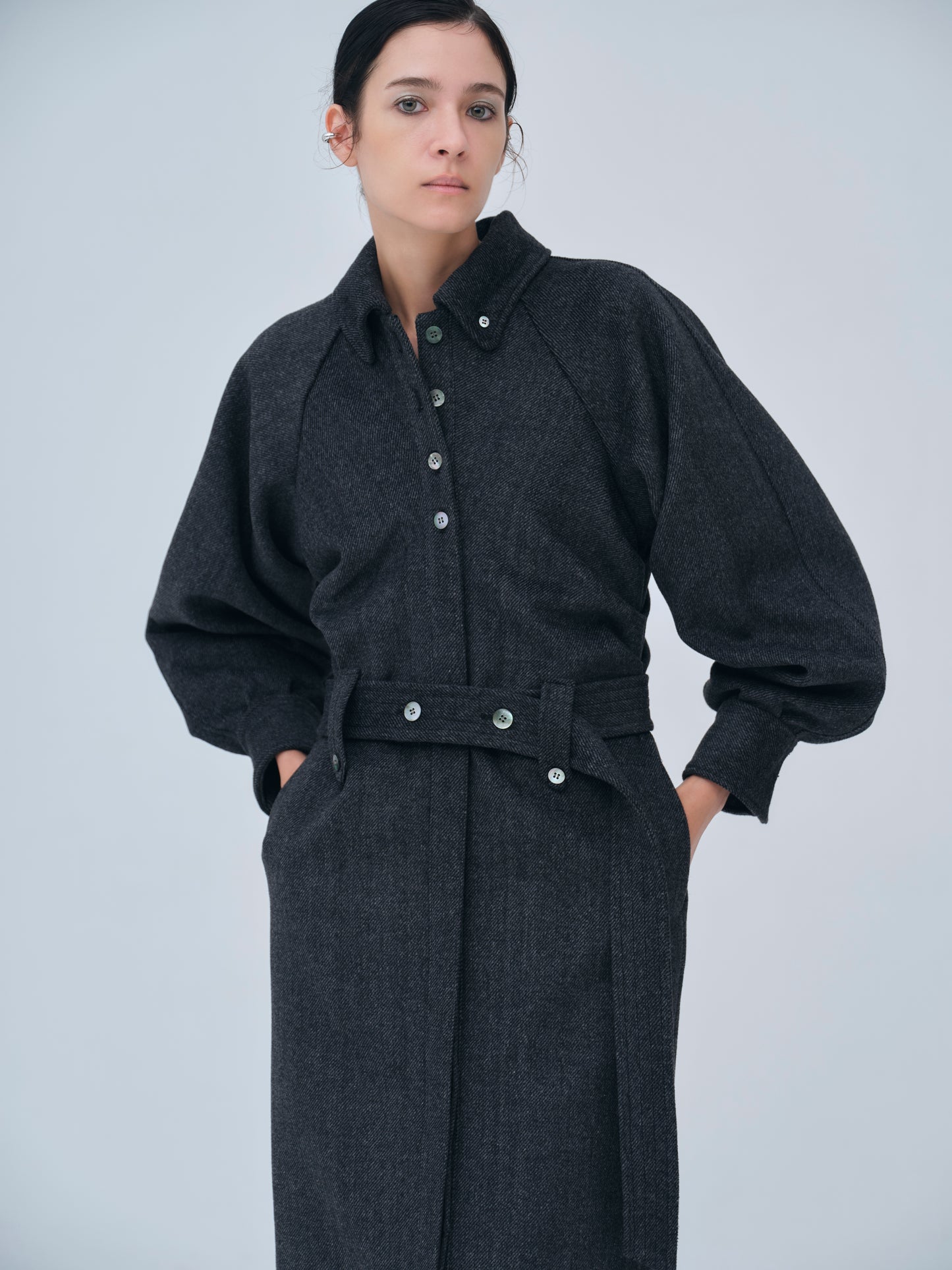 Belted Wool Shirt Dress